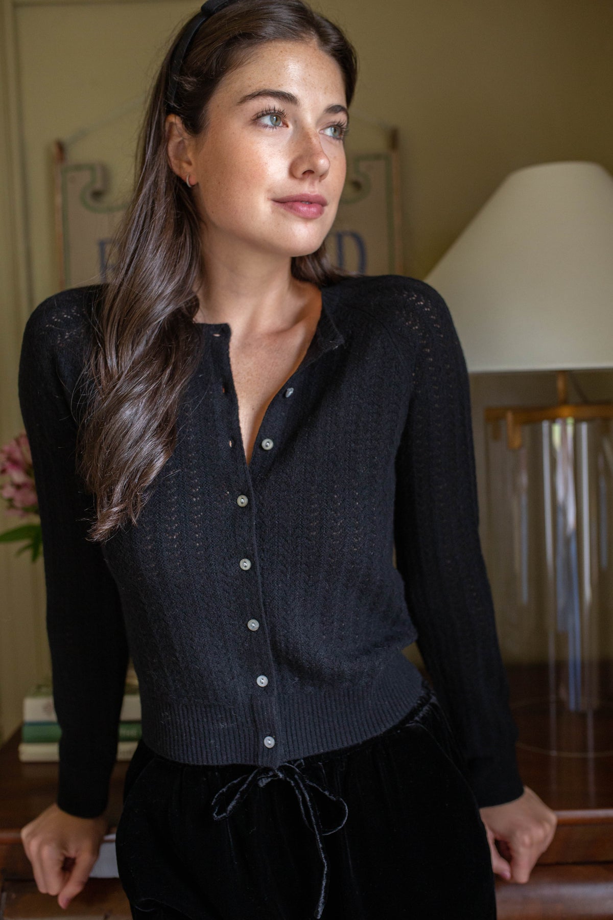 Camilla Pointelle Cardigan - Black