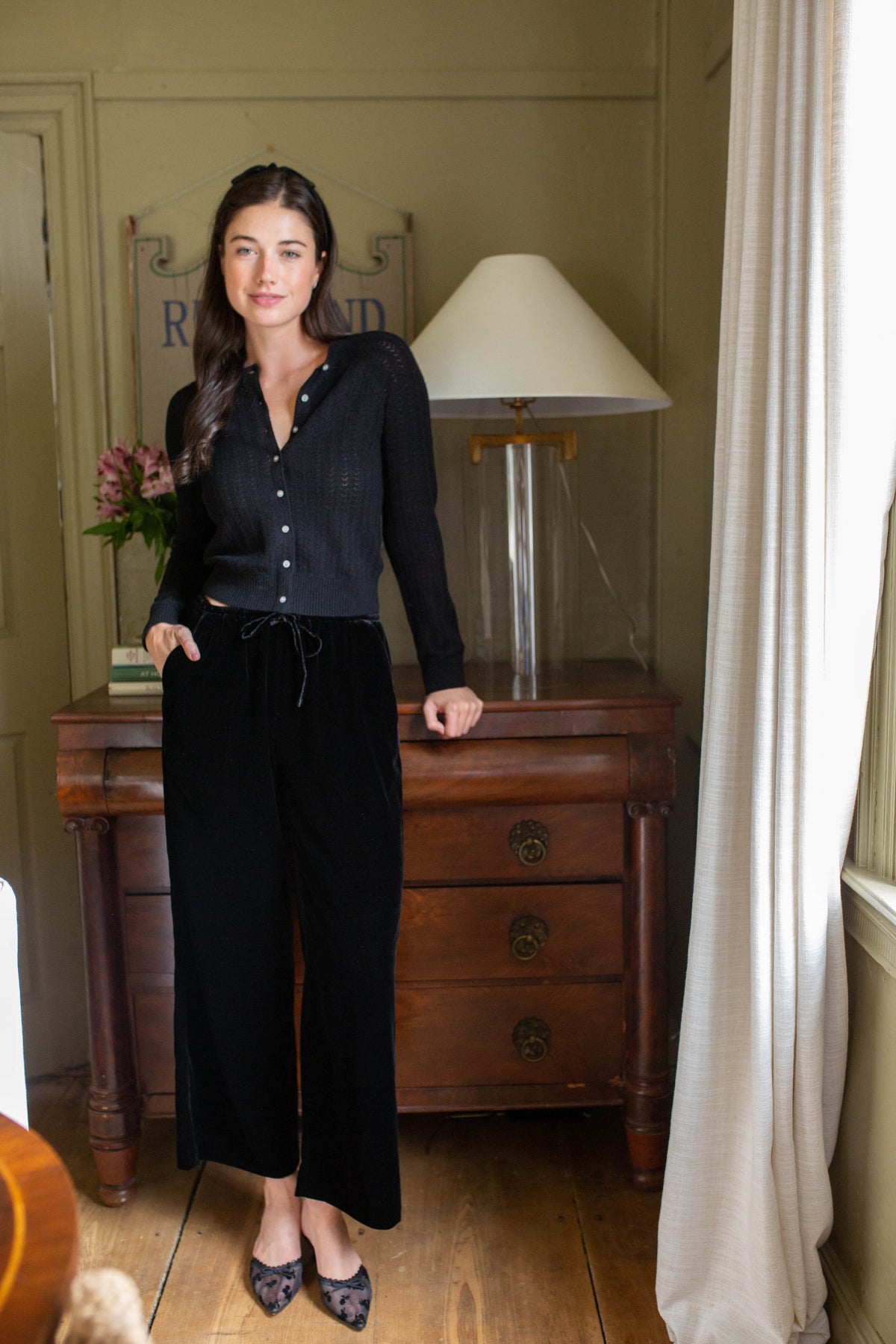 Camilla Pointelle Cardigan - Black