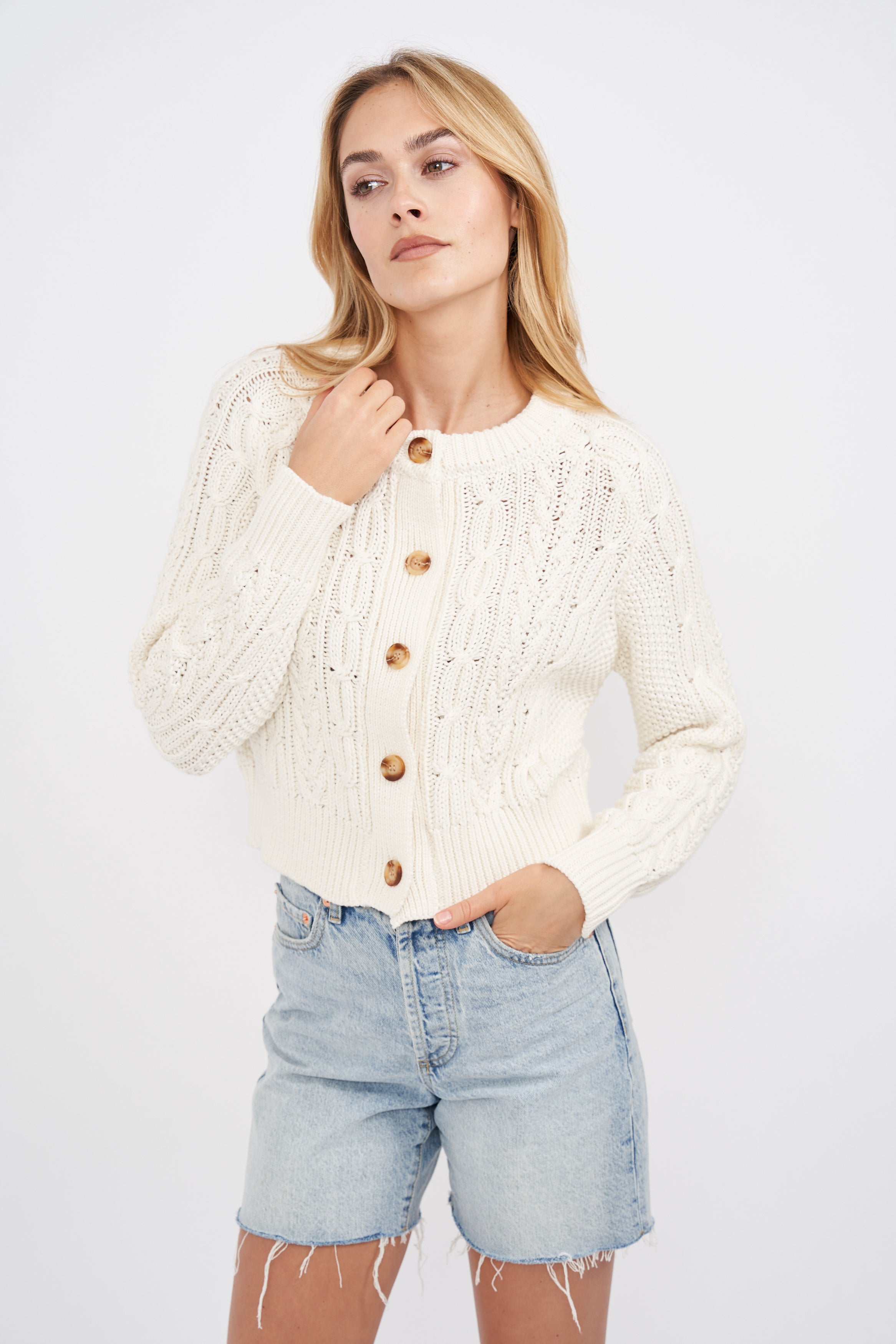 Cable Knit Cardigan - Ivory