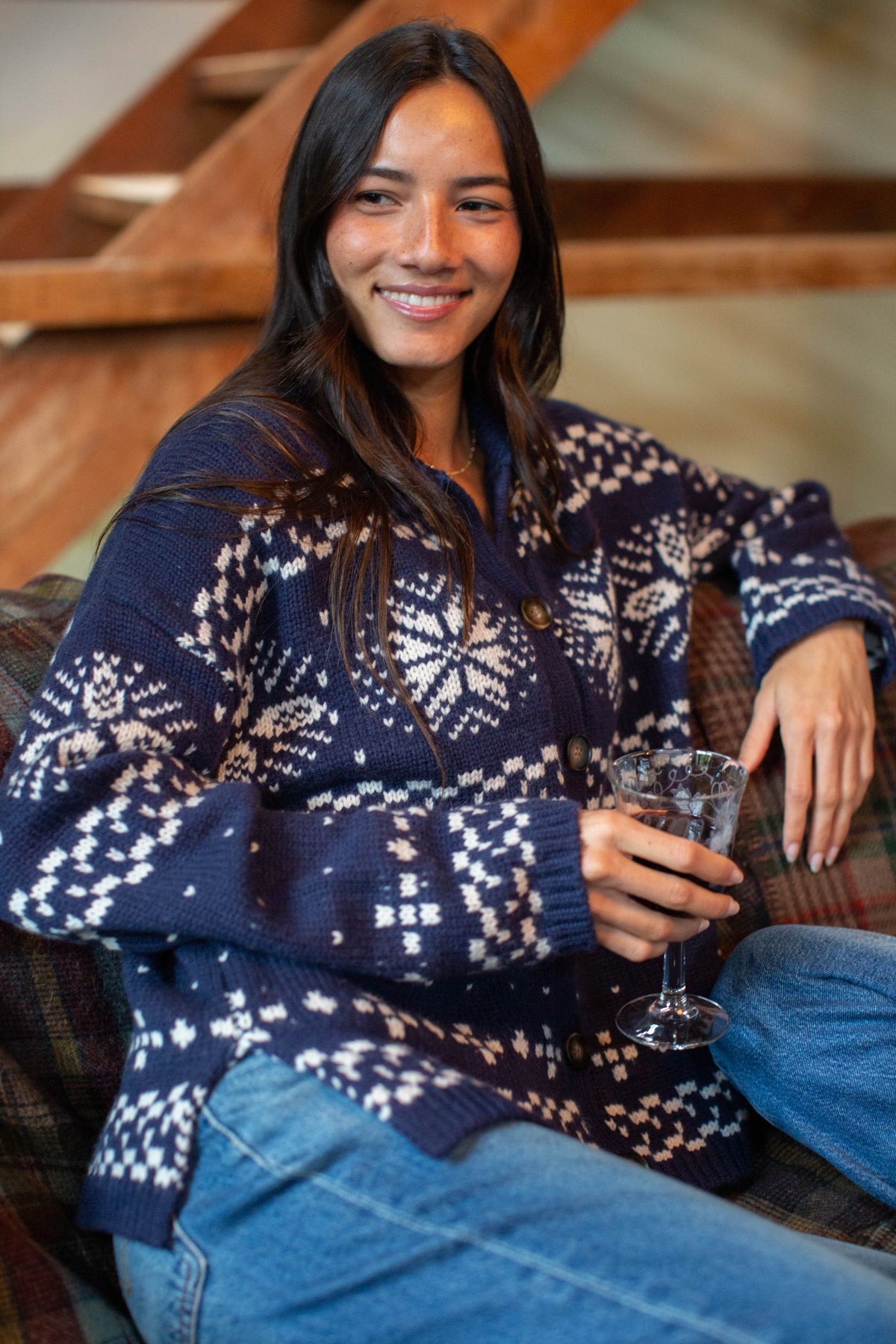 Elin Sweater - Navy/Ivory