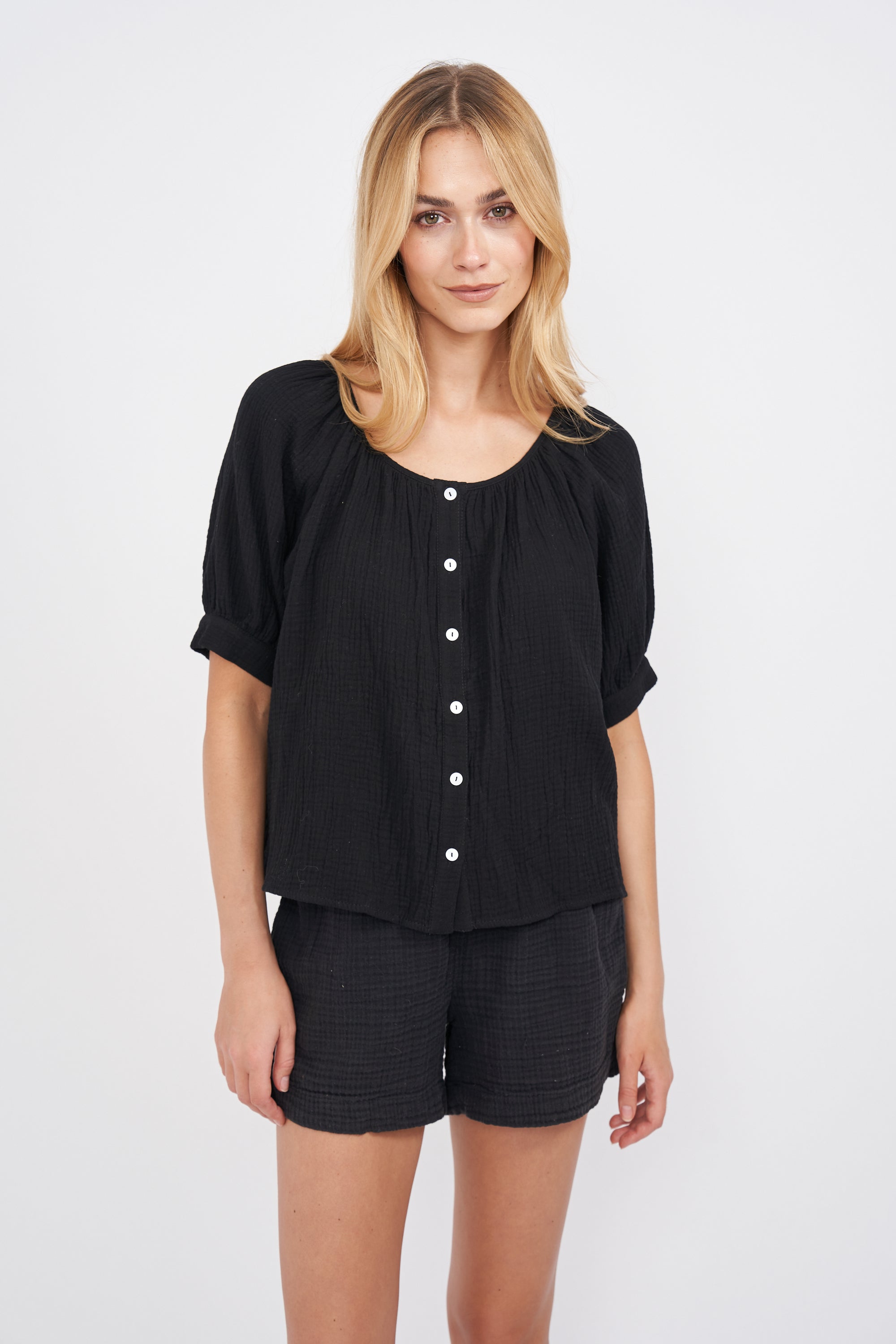 Everly Gauze Top - Black