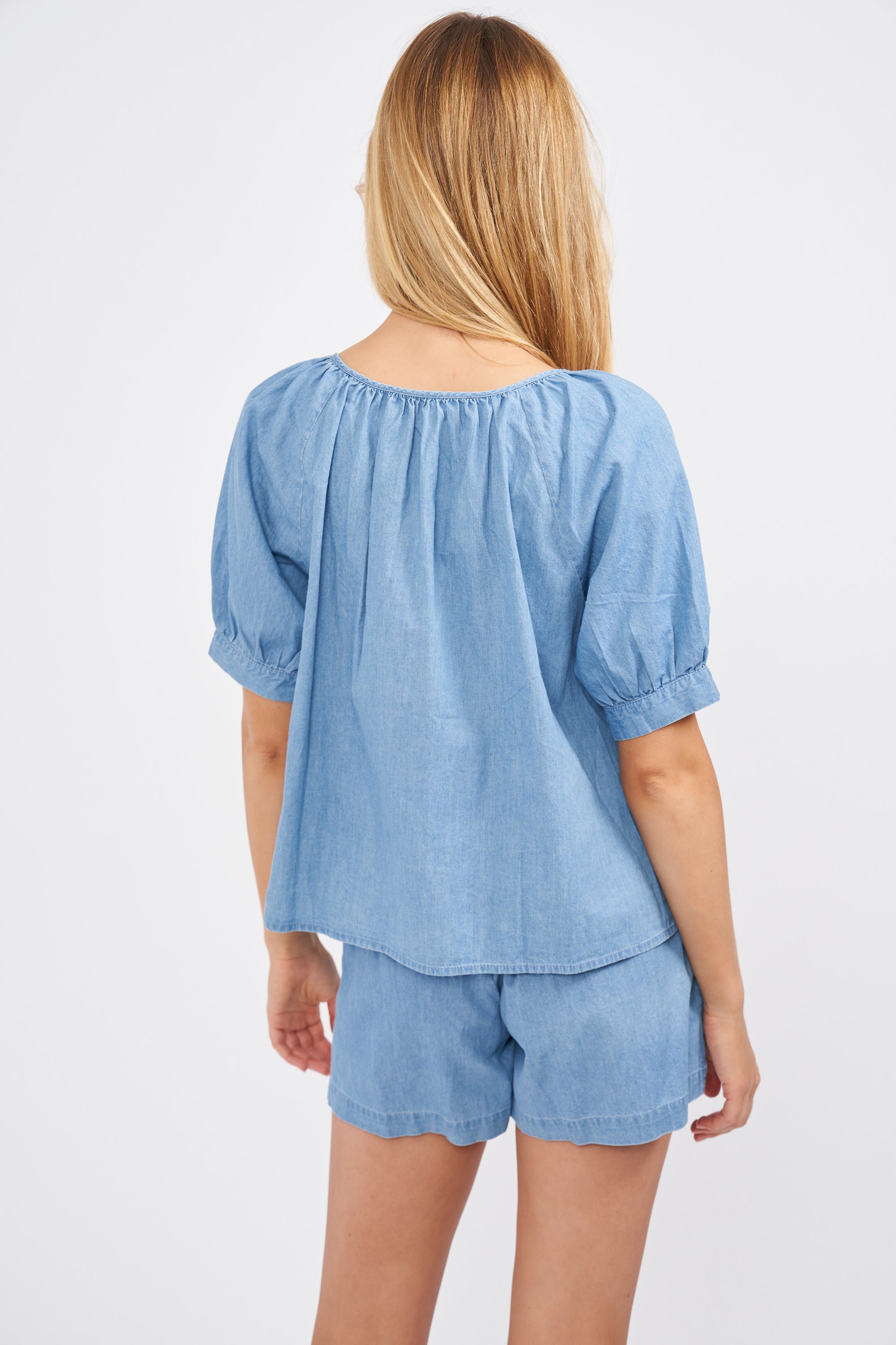 Everly Top - Washed Chambray