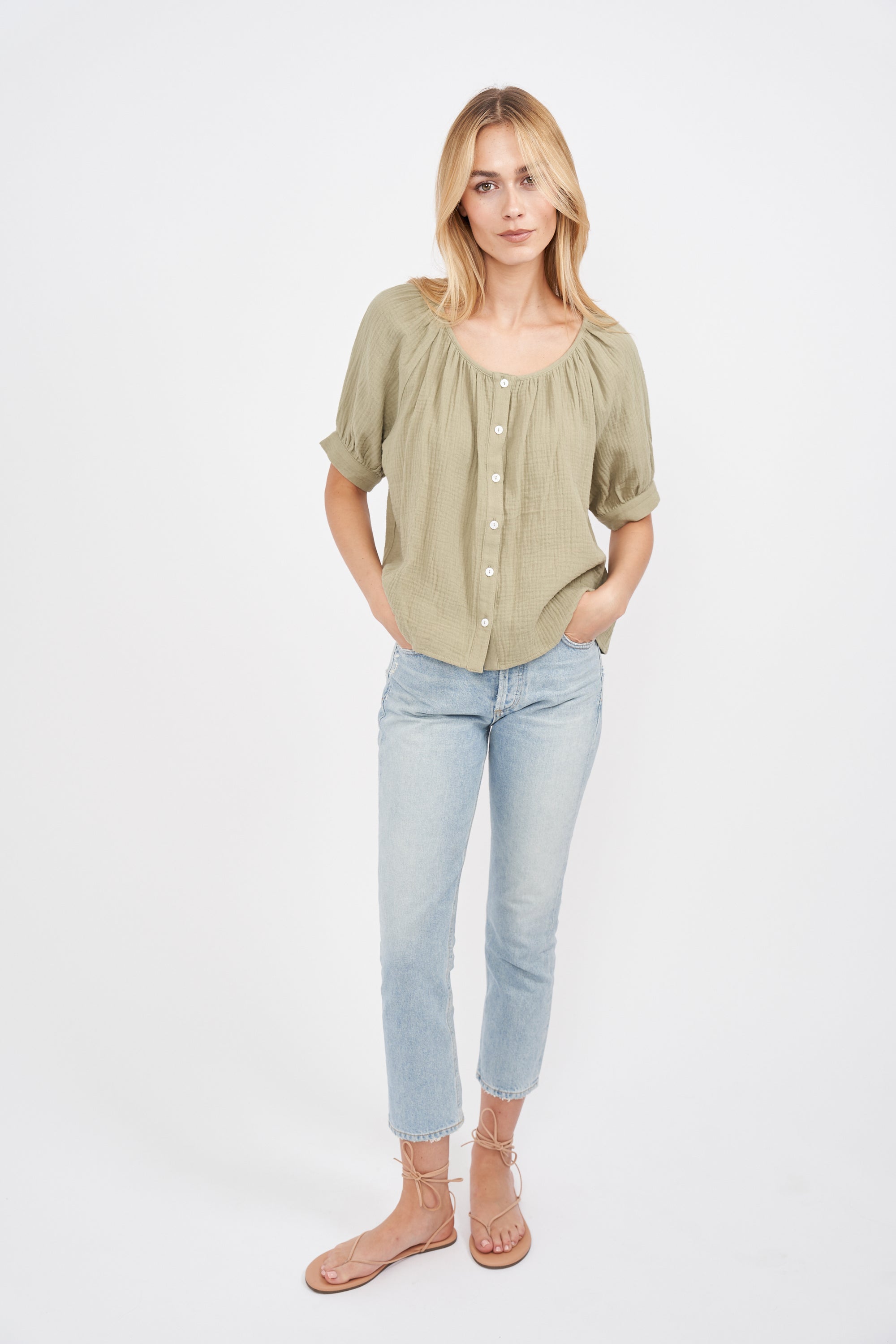 Everly Gauze Top - Succulent