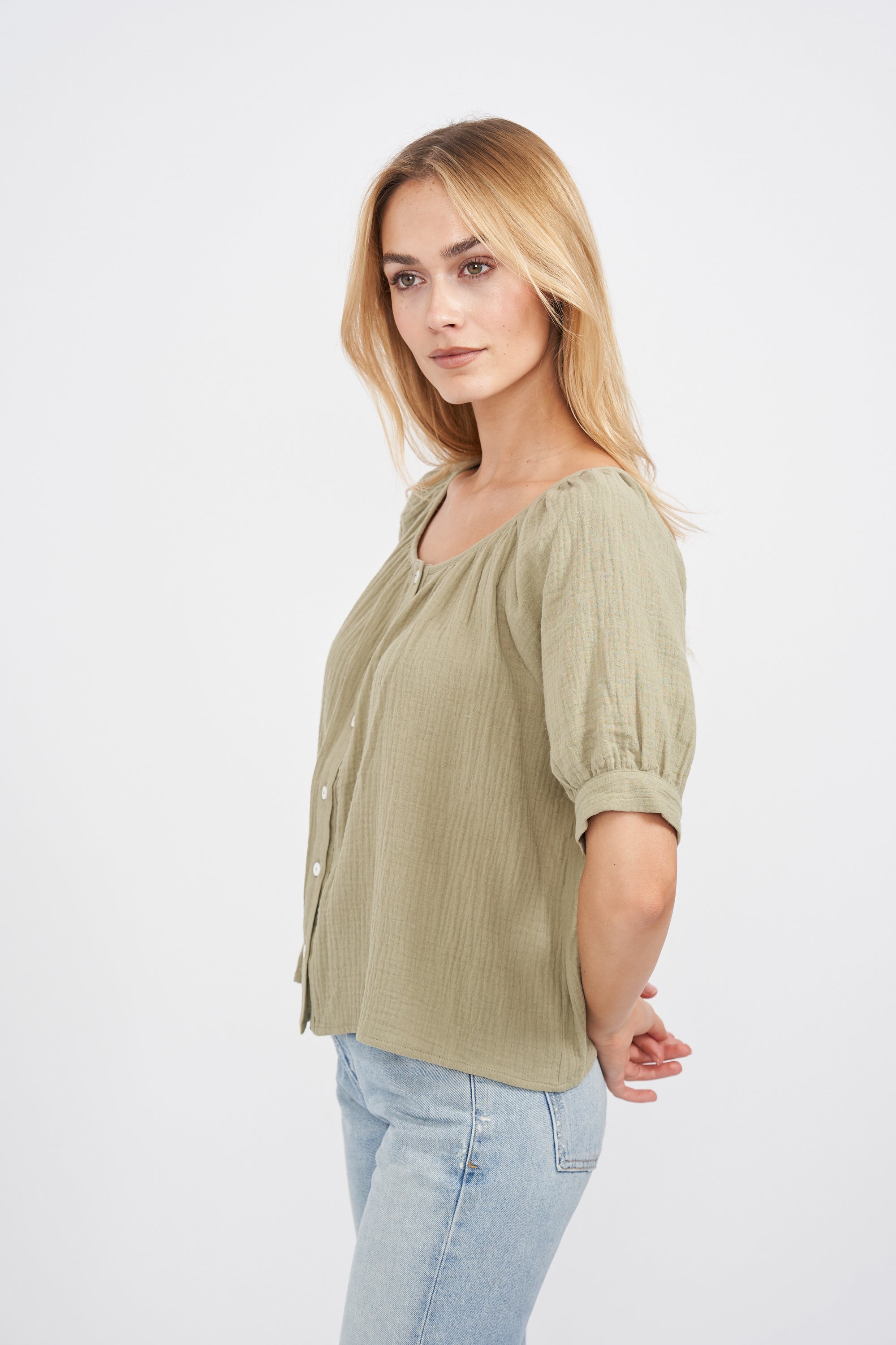 Everly Gauze Top - Succulent