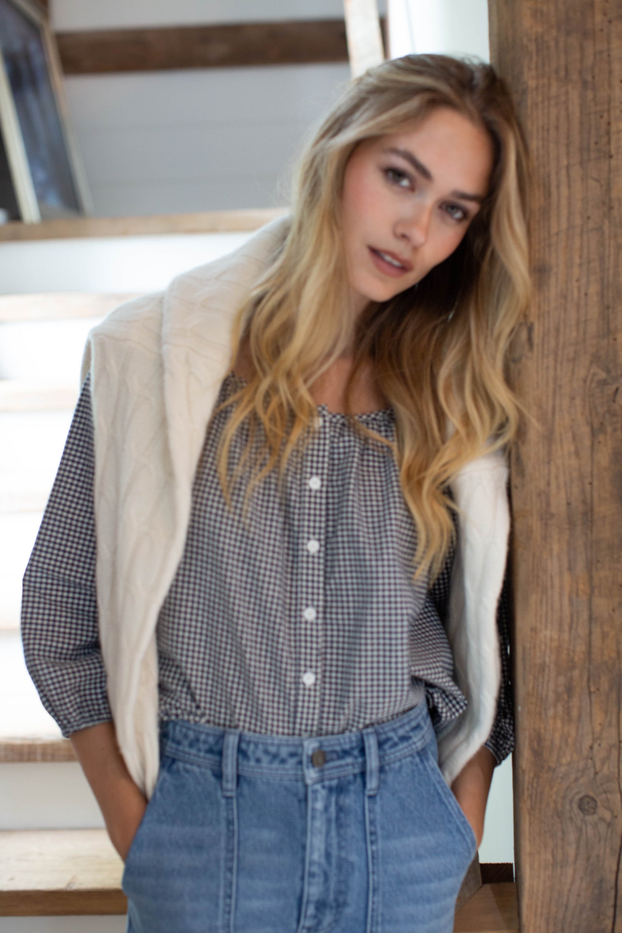 Sophie Top - Navy Mini Gingham