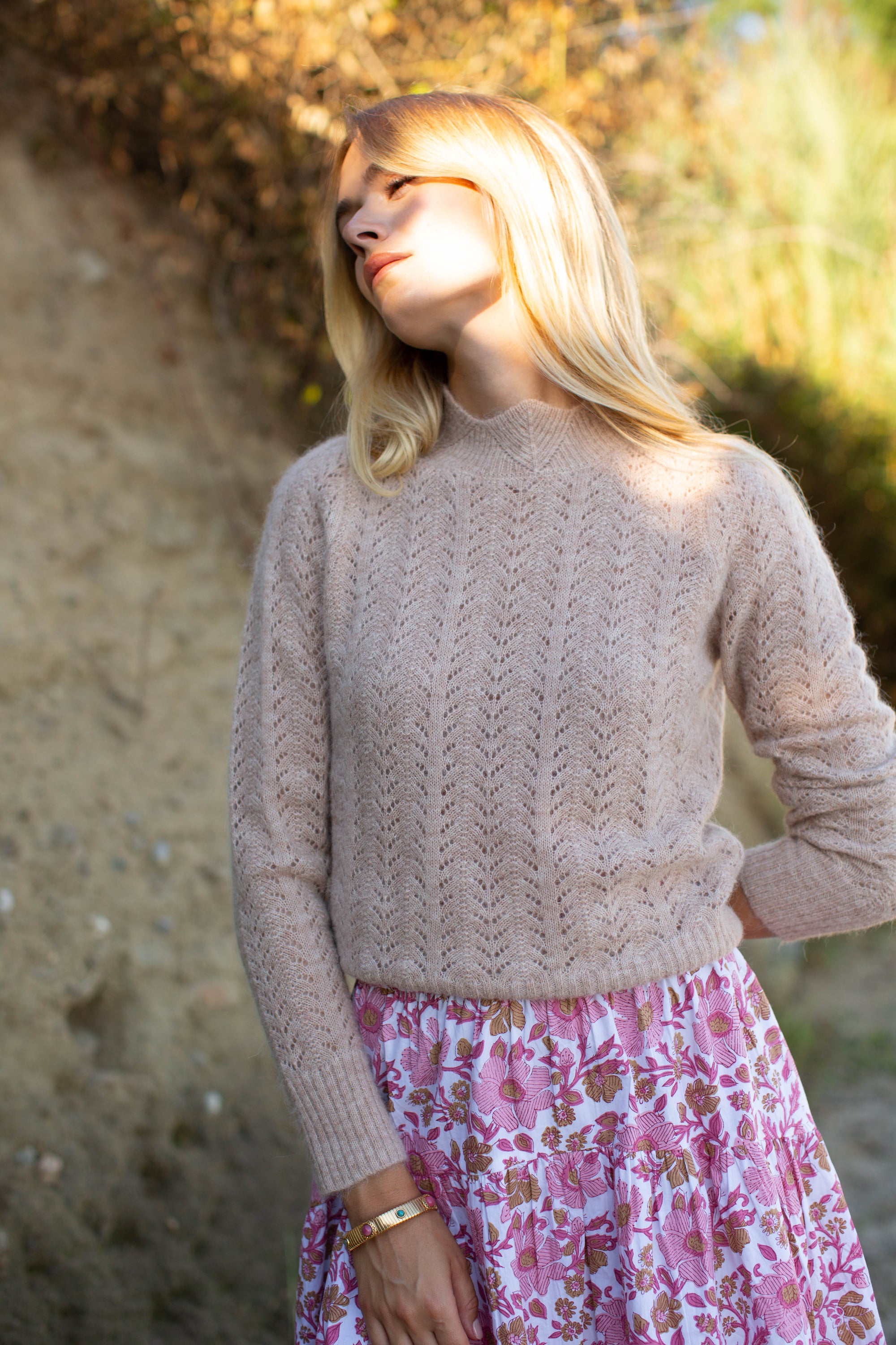 Pointelle Sweater - Camel