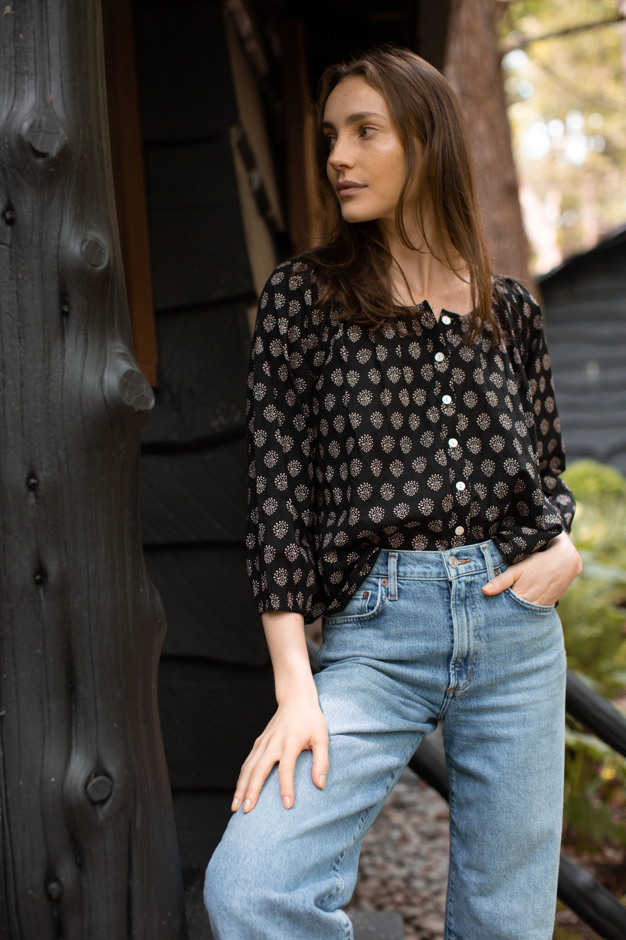 Sophie Top - Black Mini Meadow