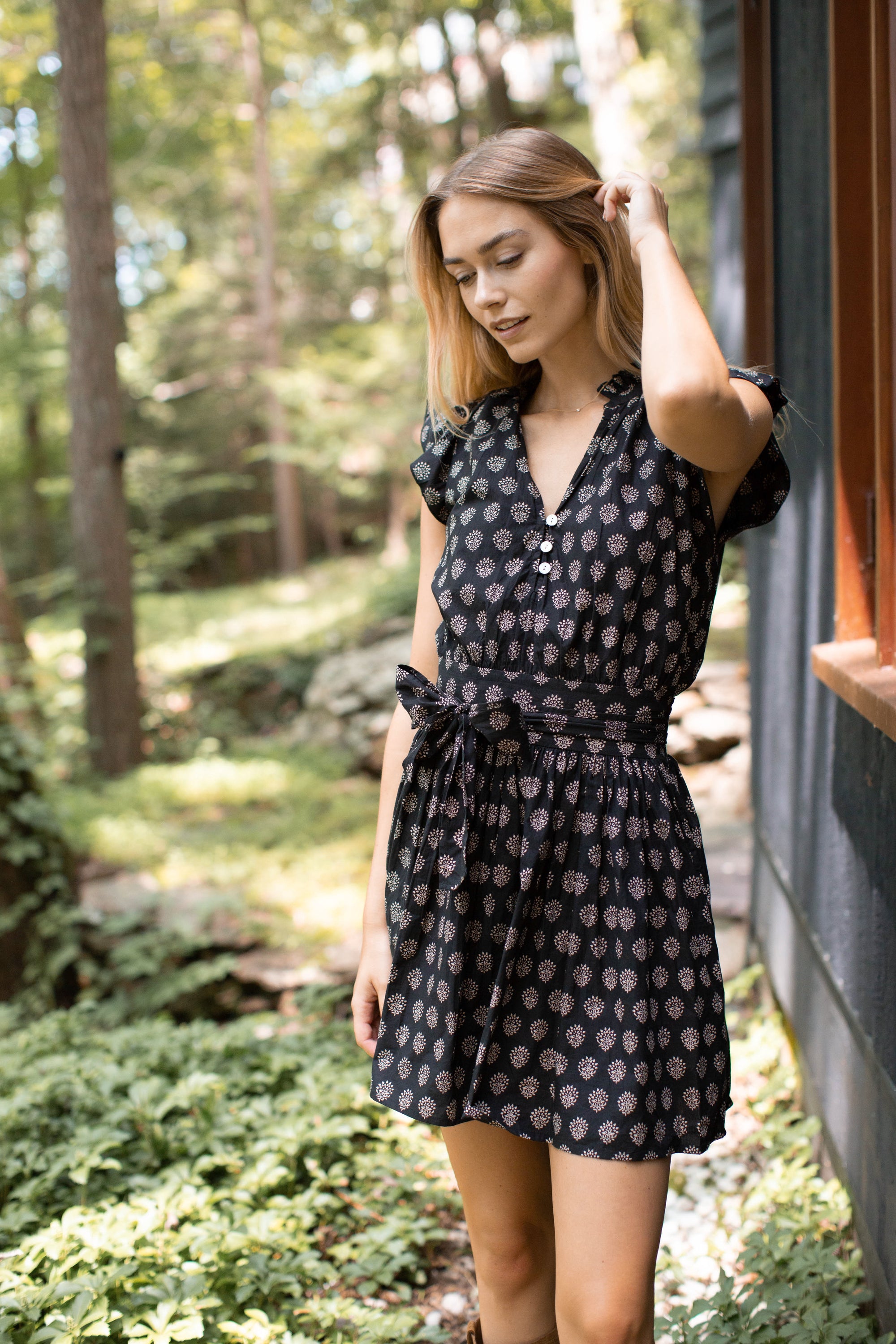 Liz Dress - Black Mini Meadow