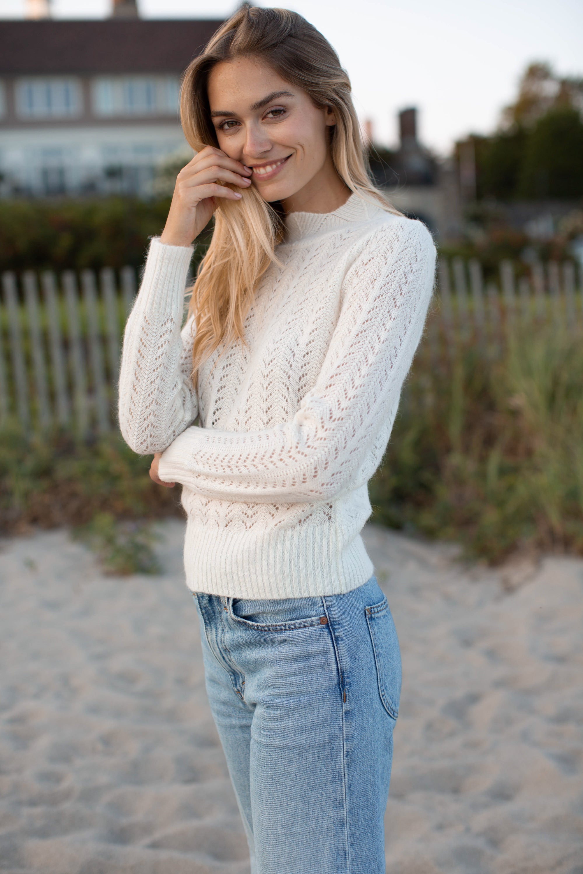 Pointelle Sweater- Ivory