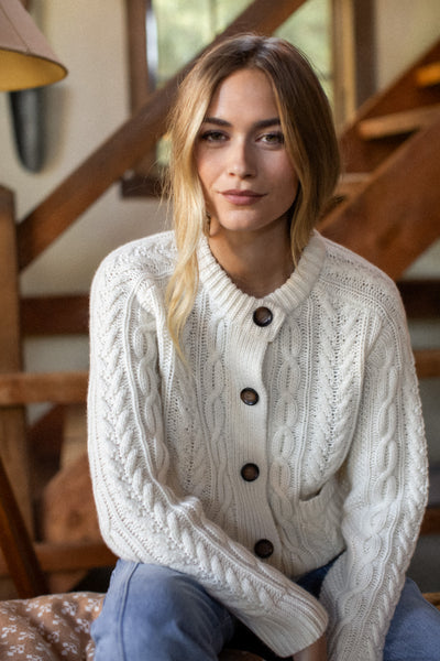 ANDMARY　Mary heart kint tops　color　ivory Amalie Cardi - Ivory – Marea by Liz Joy