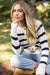 Striped Cable Cardigan - Ivory/Navy Stripe