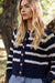 Striped Cable Cardigan - Navy/Ivory Stripe