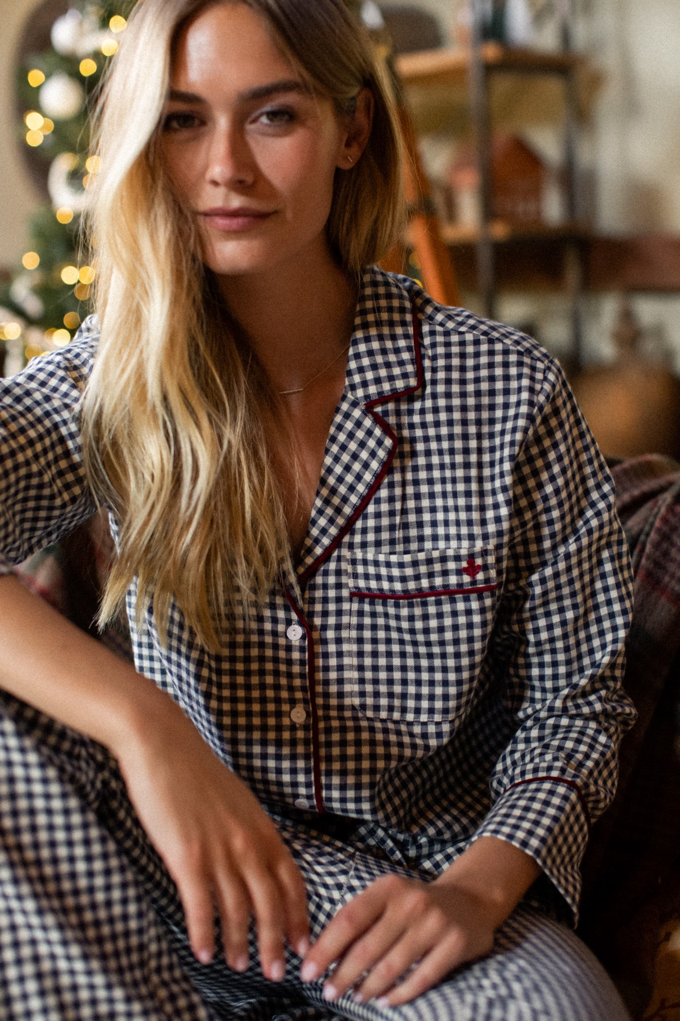 Flannel PJ Set - Navy Gingham