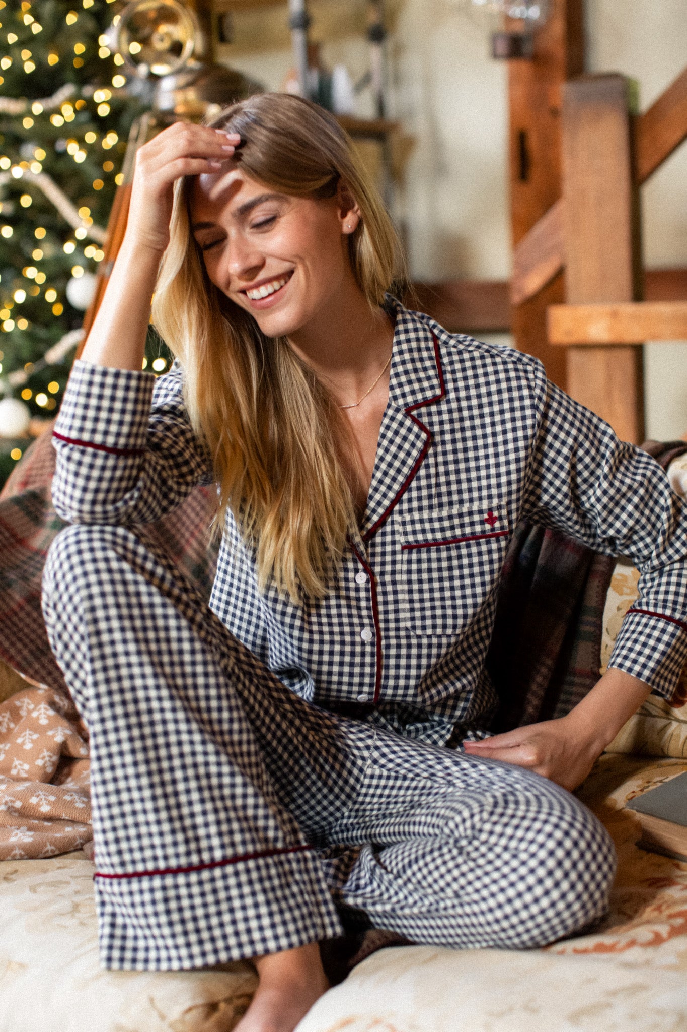 Flannel PJ Set - Navy Gingham