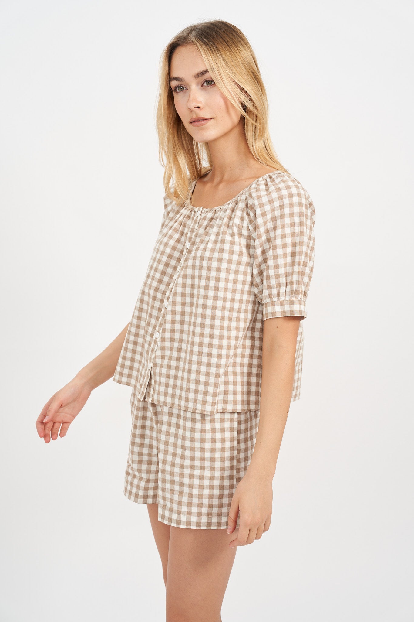 Everly Top - Dune Gingham