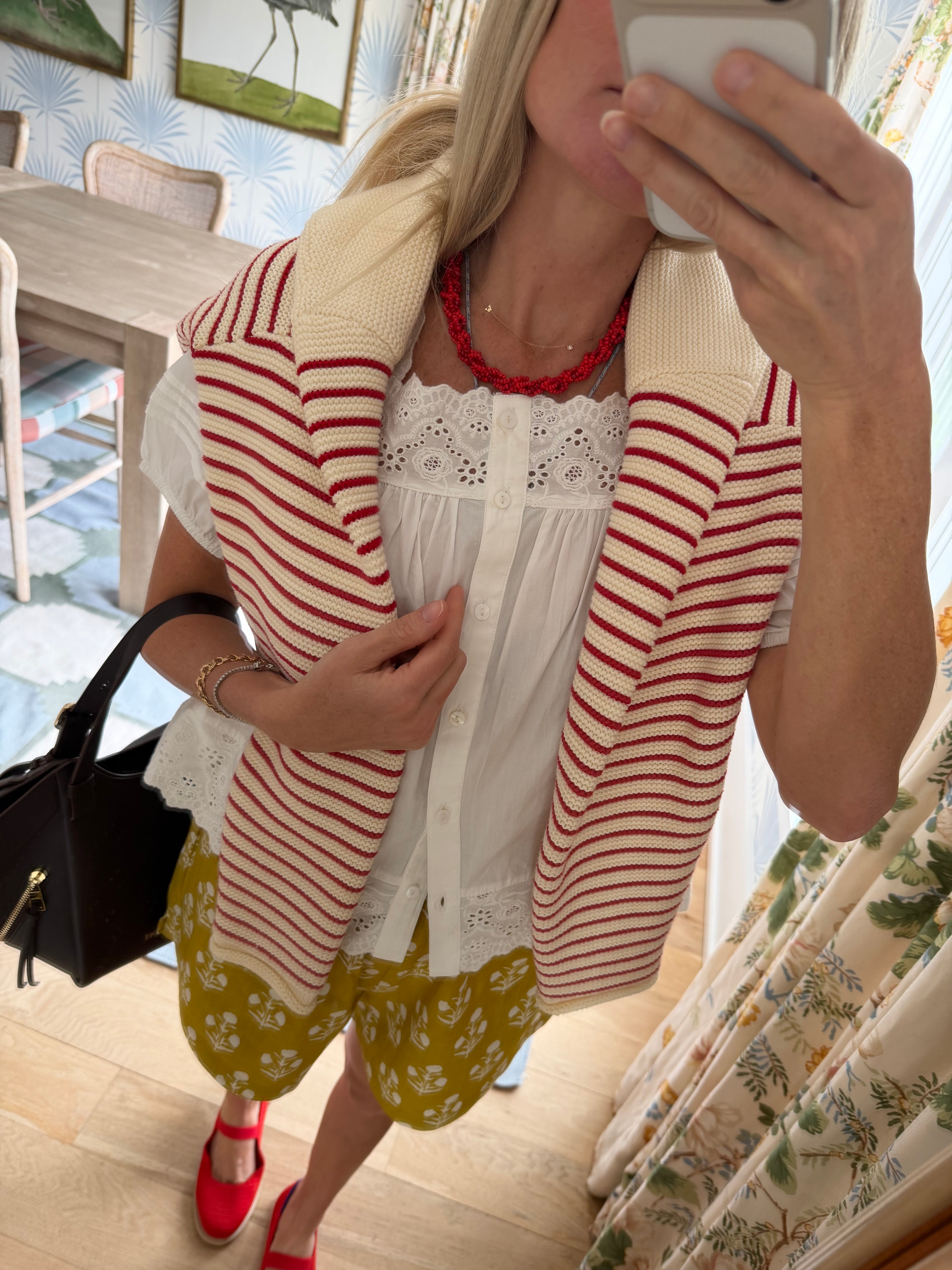 Martha Cardigan - Ivory/Red Stripe – Marea by Liz Joy