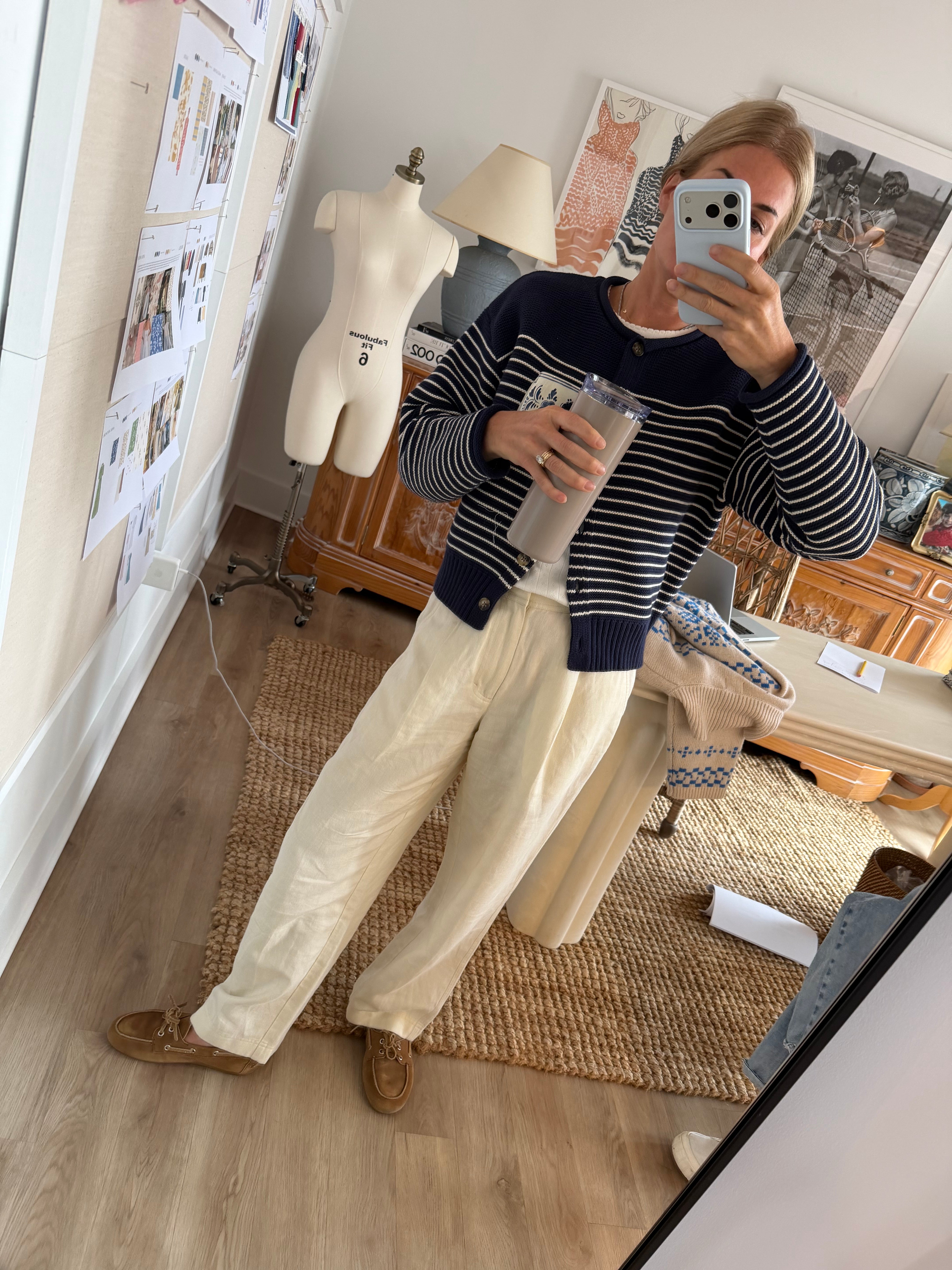 Martha Cardigan - Navy/Ivory Stripe – Marea by Liz Joy