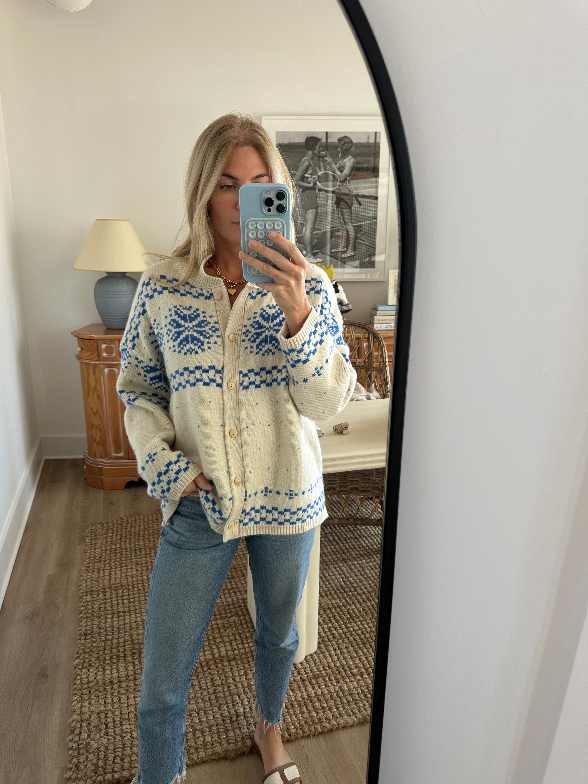 Elin Sweater - Blue/Ivory