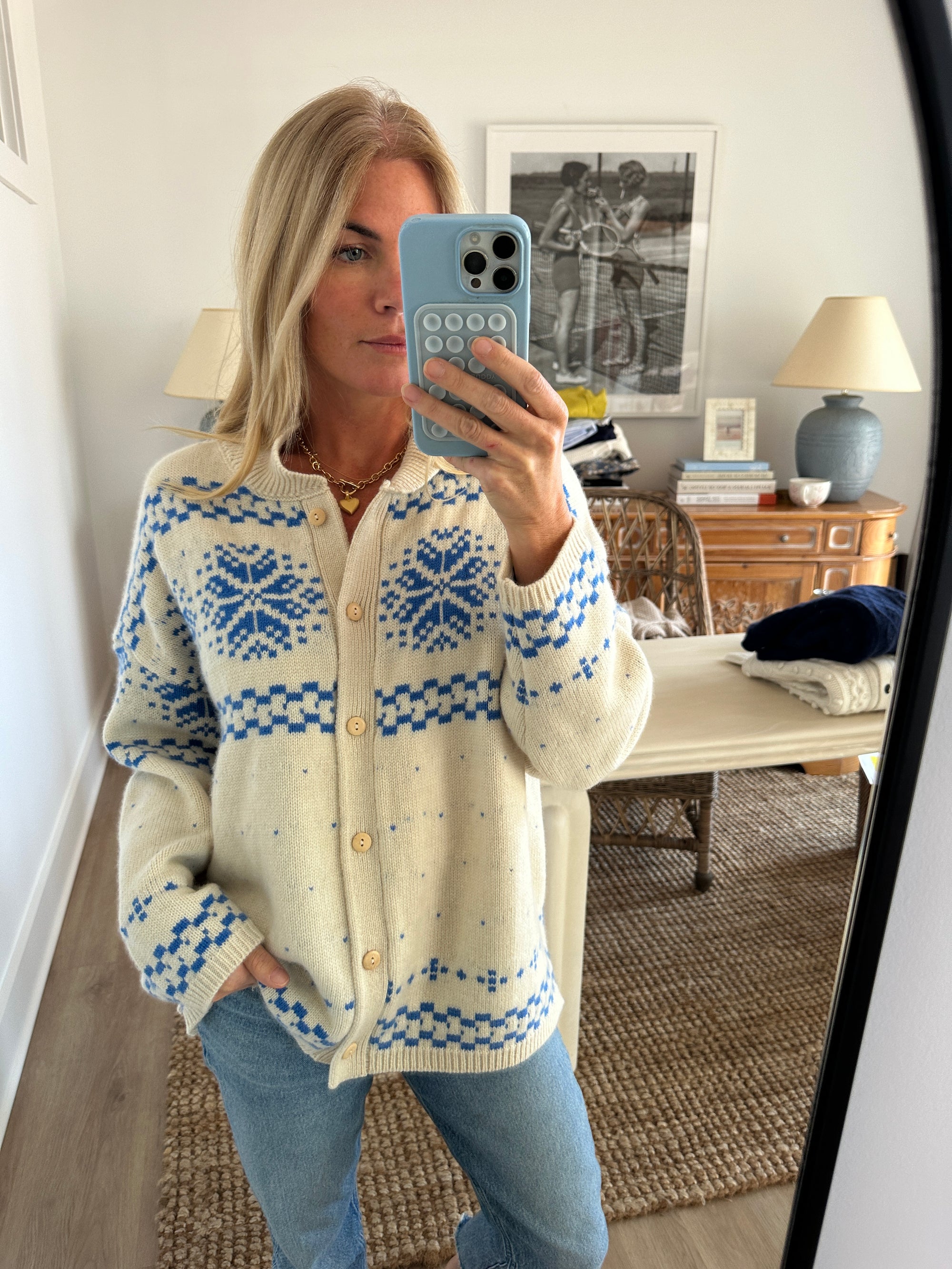 Elin Sweater - Blue/Ivory