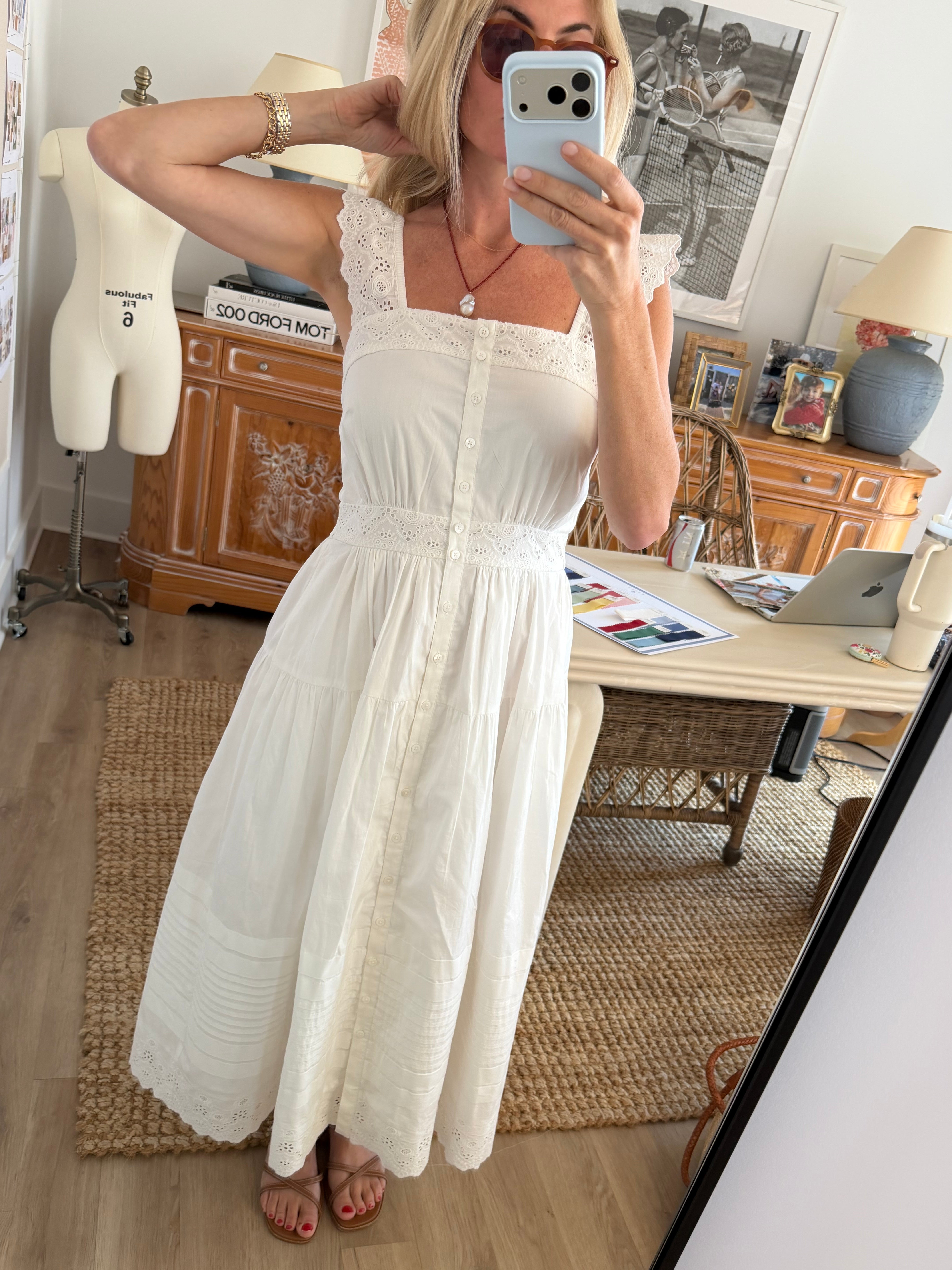 Frida Dress - Shell Schiffli – Marea by Liz Joy