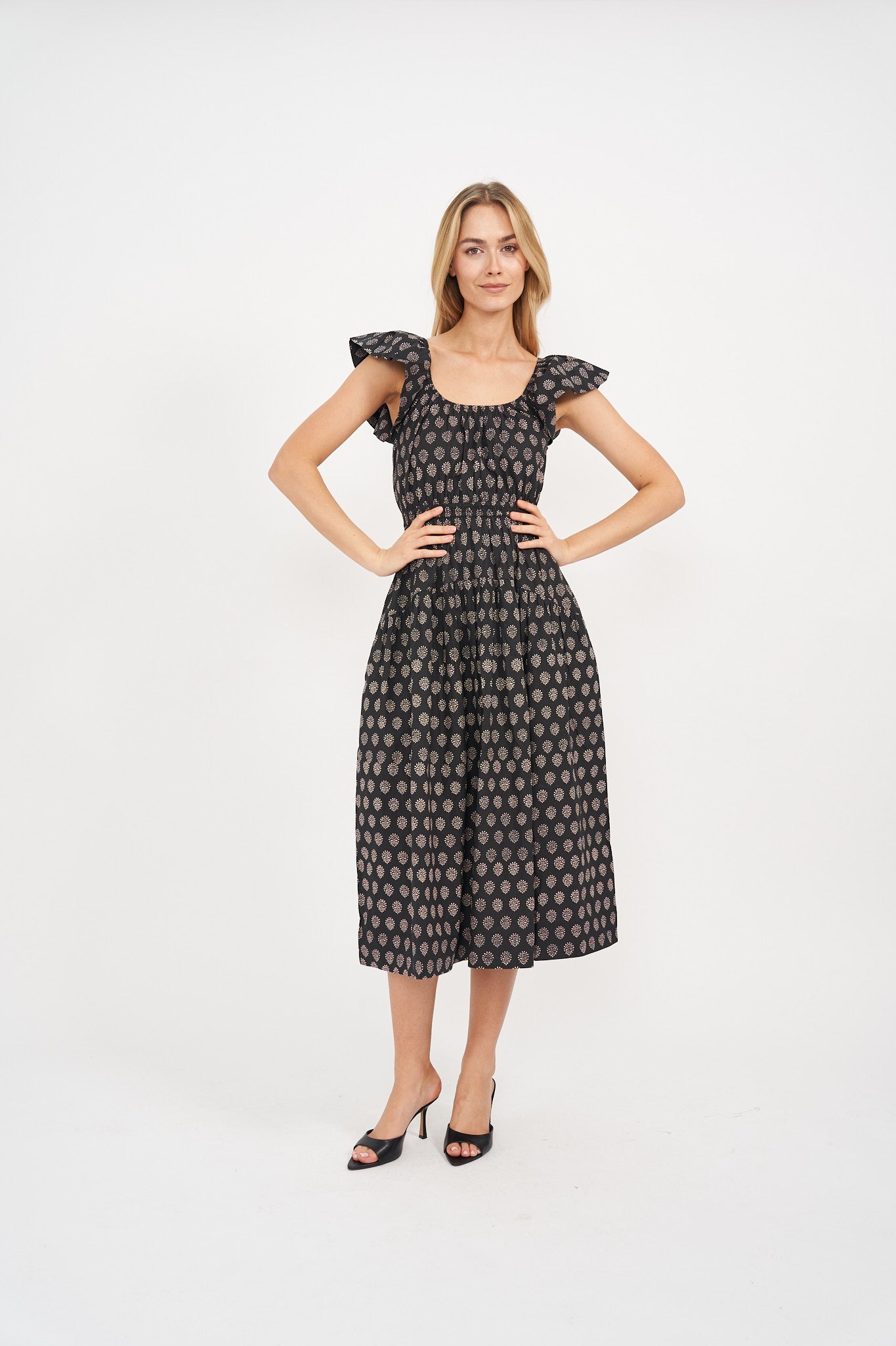 Jane Dress - Black Mini Meadow