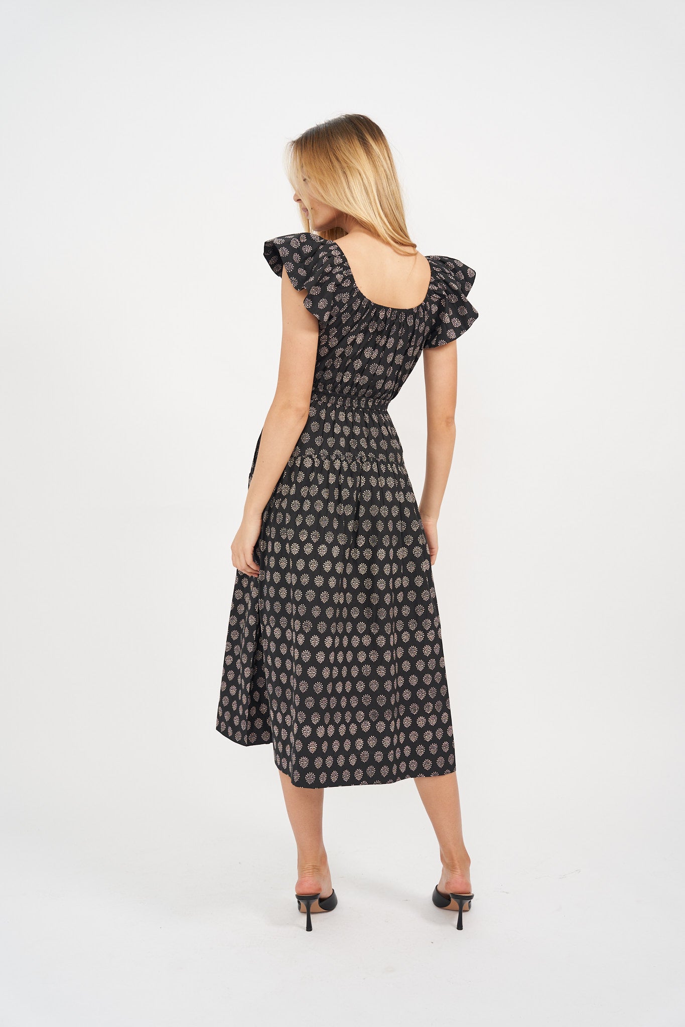 Jane Dress - Black Mini Meadow