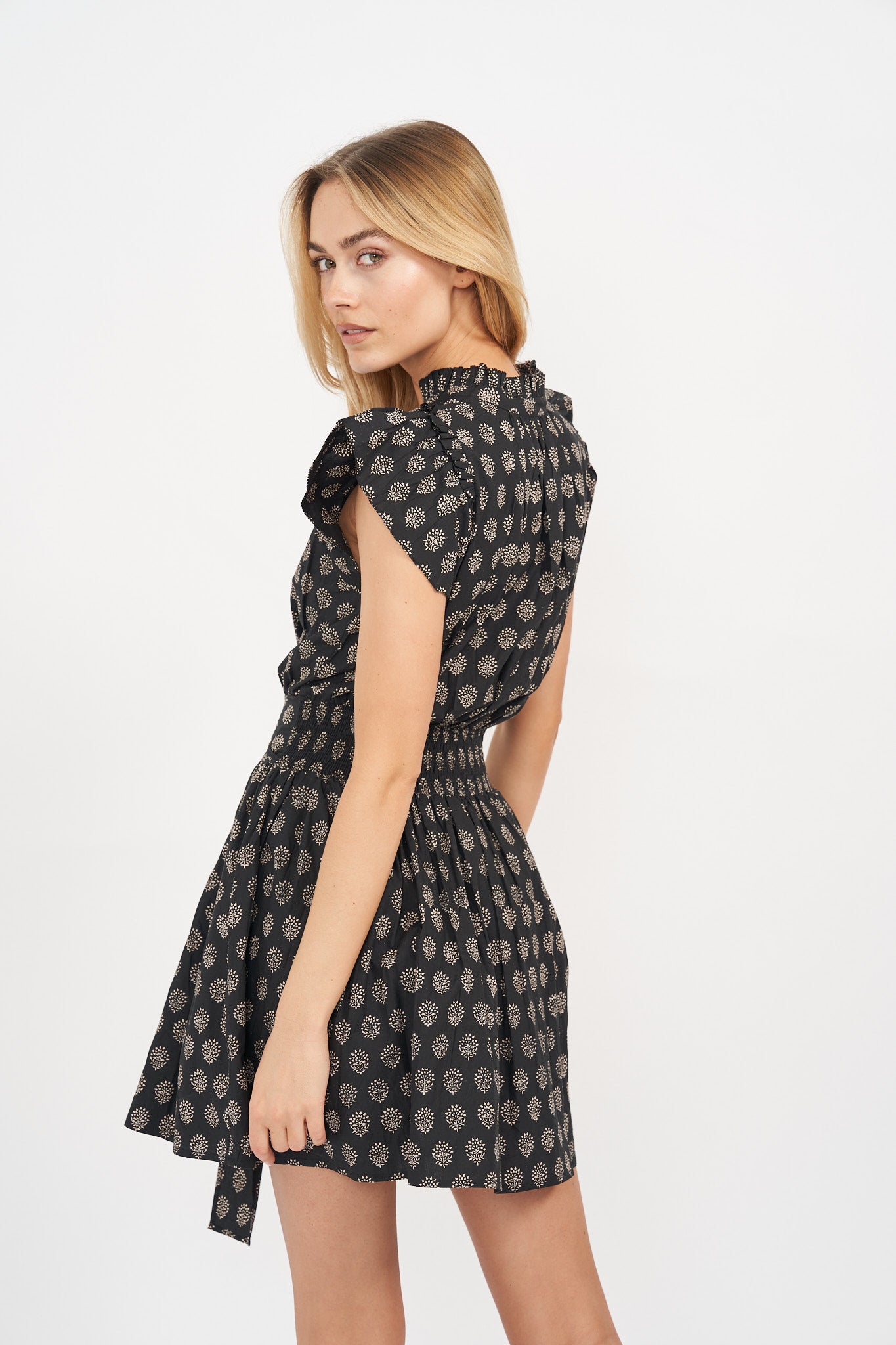 Liz Dress - Black Mini Meadow