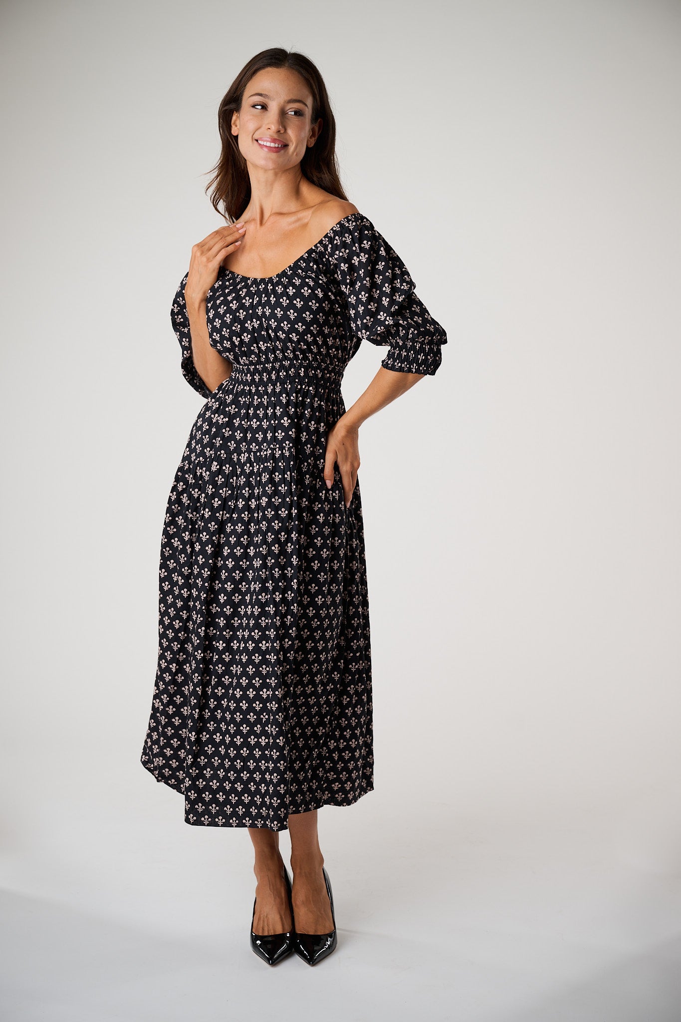 Abby Dress - Black Marea Flower