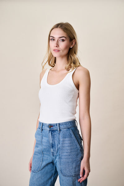 Pointelle Tank - White