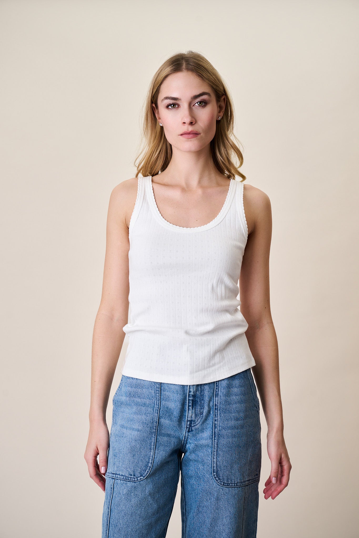 Pointelle Tank - White – Marea by Liz Joy