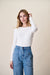 Pointelle Long Sleeve Crewneck - White