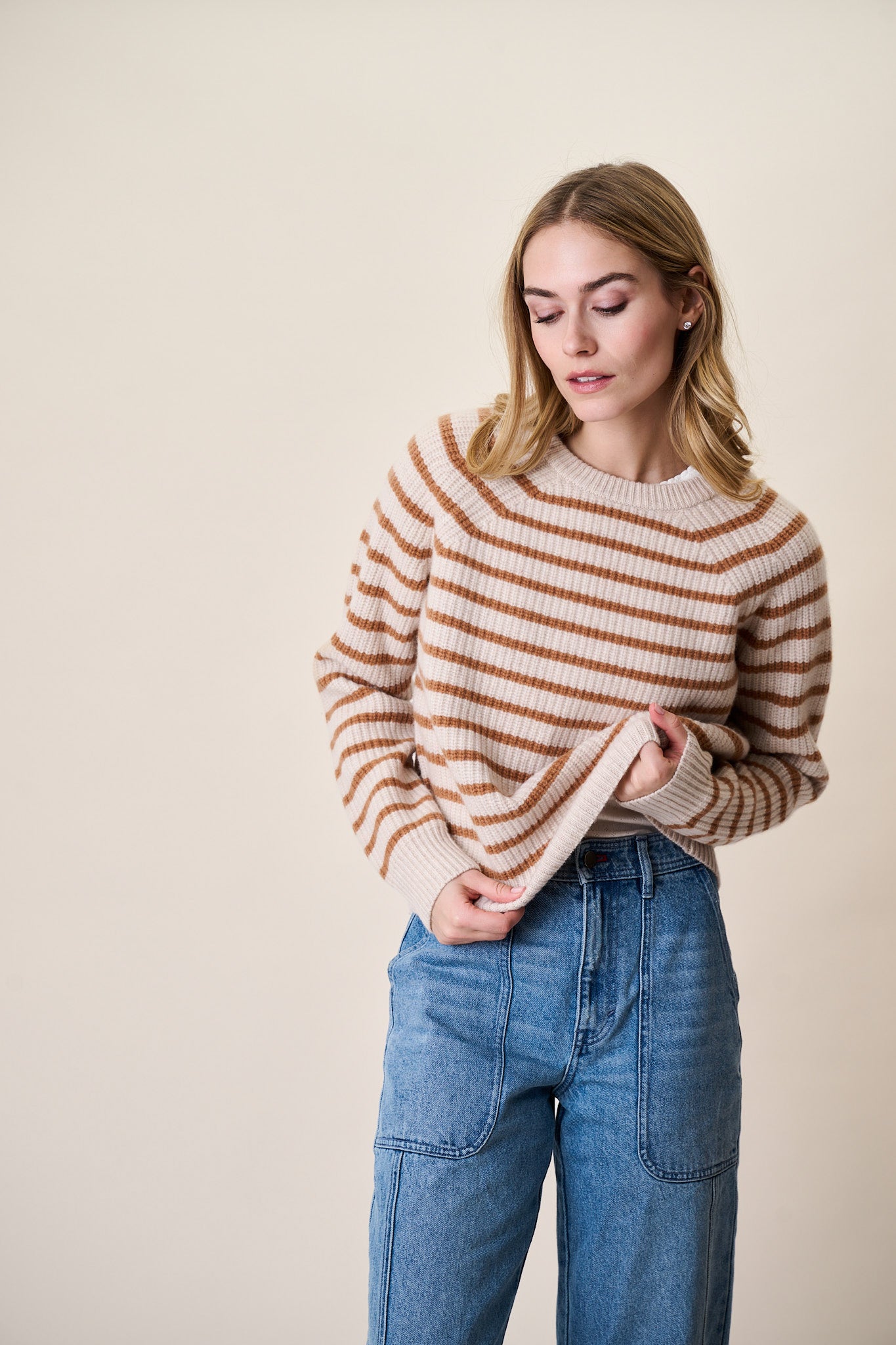 Marea Sweater - Oatmeal/Camel Stripe