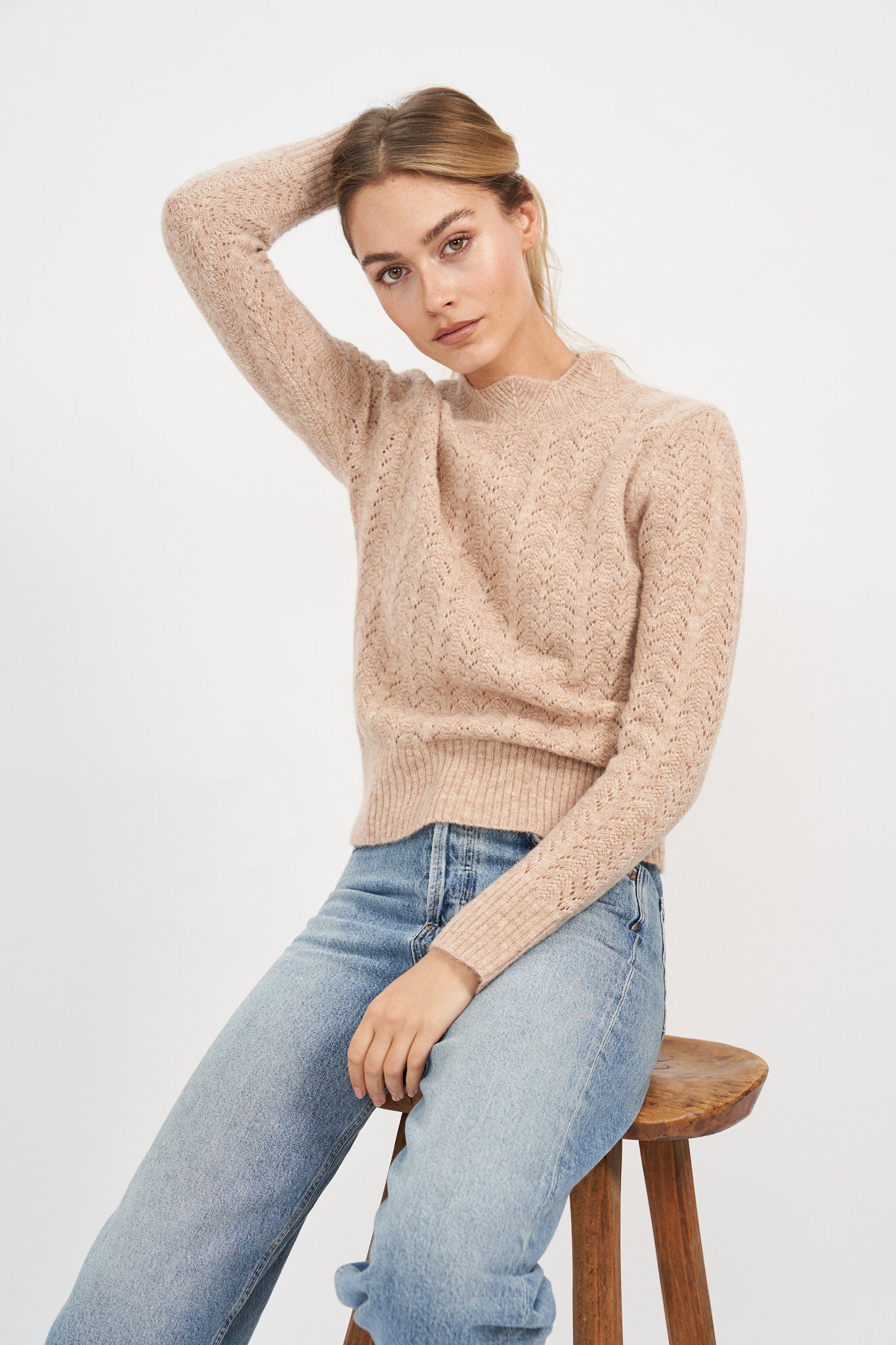 Pointelle Sweater - Camel