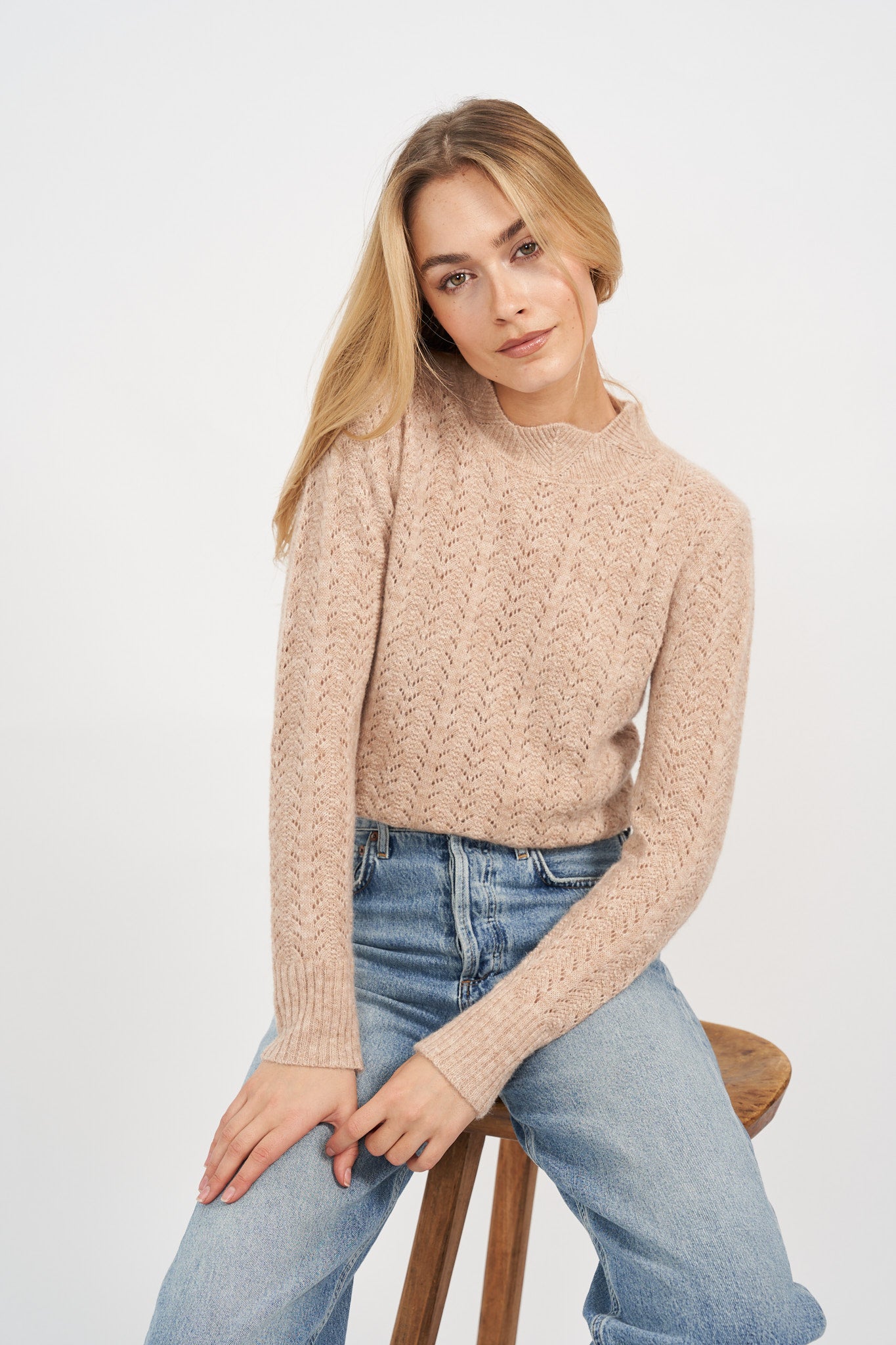 Pointelle Sweater - Camel