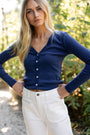 Pointelle Cardigan - Navy