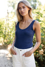 Pointelle Tank - Navy