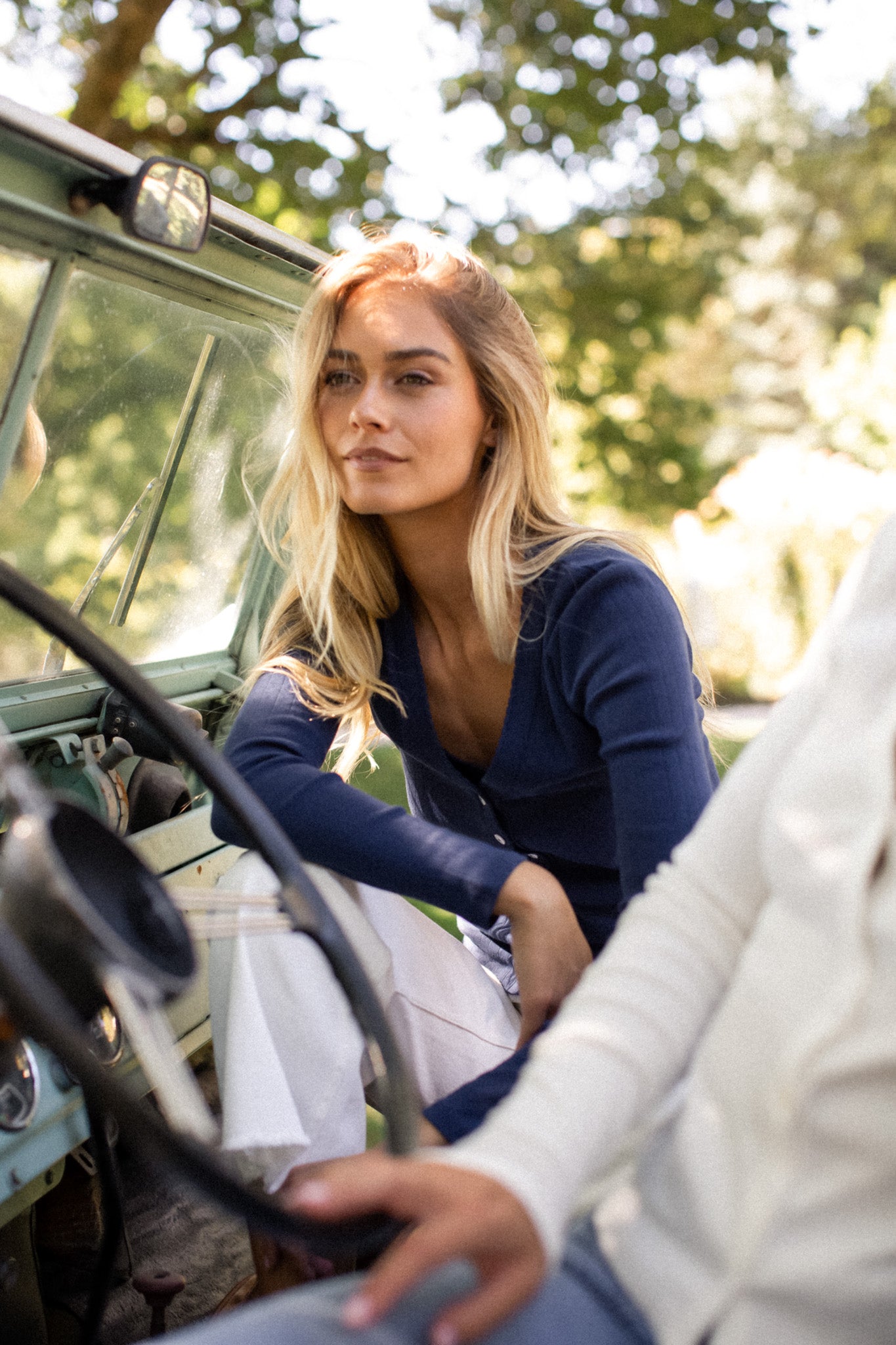 Pointelle Cardigan - Navy