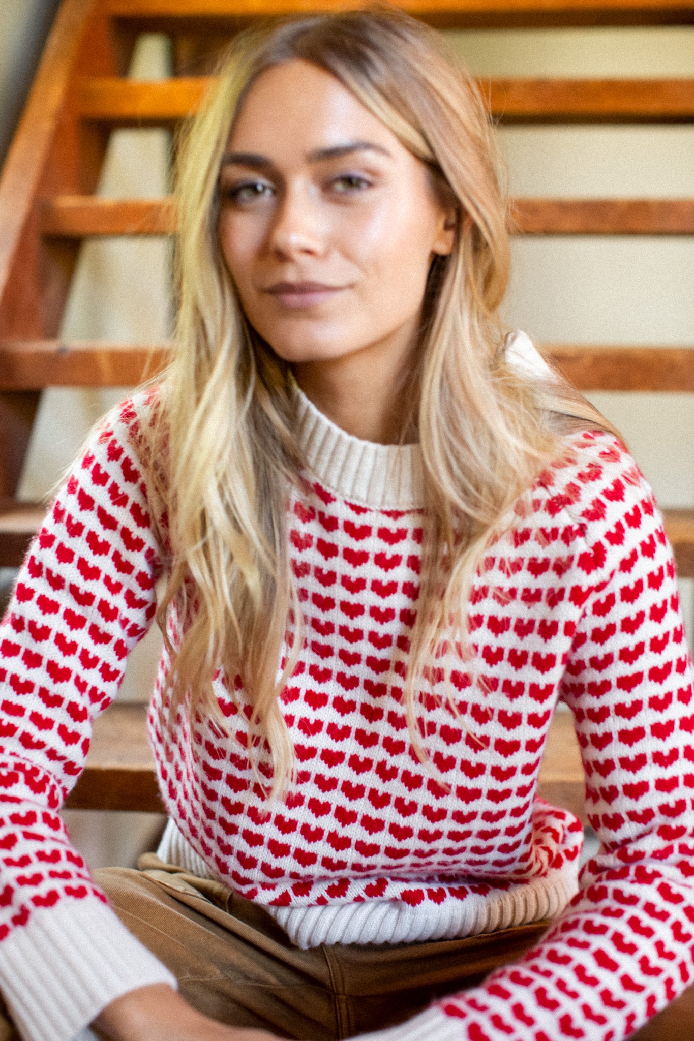 Heart Sweater - Ivory/Red – Marea by Liz Joy