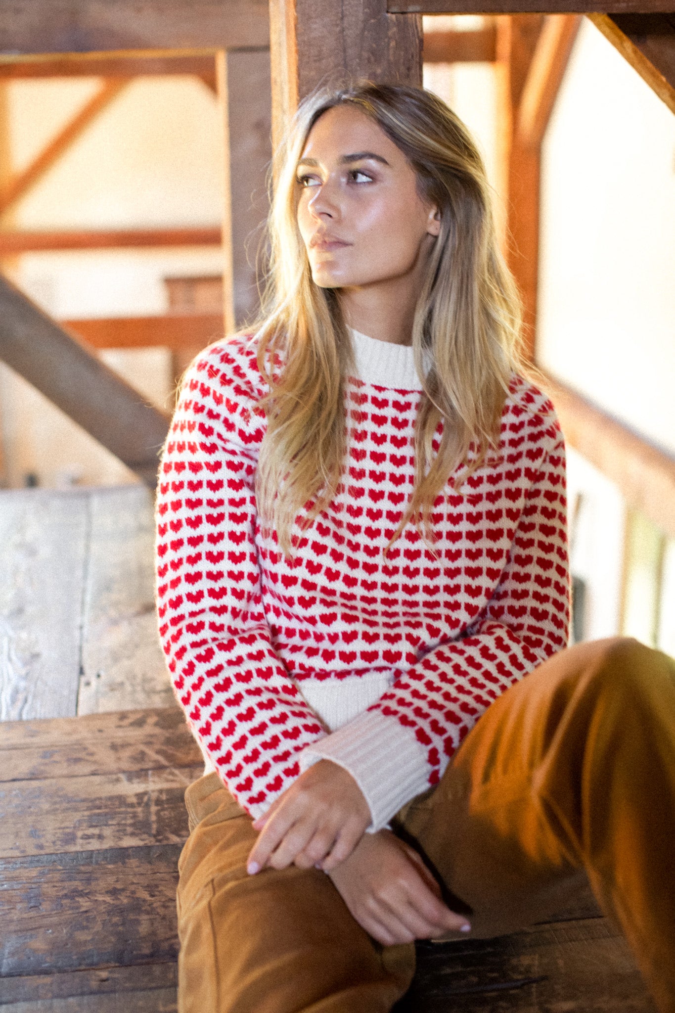 Heart Sweater - Ivory/Red – Marea by Liz Joy