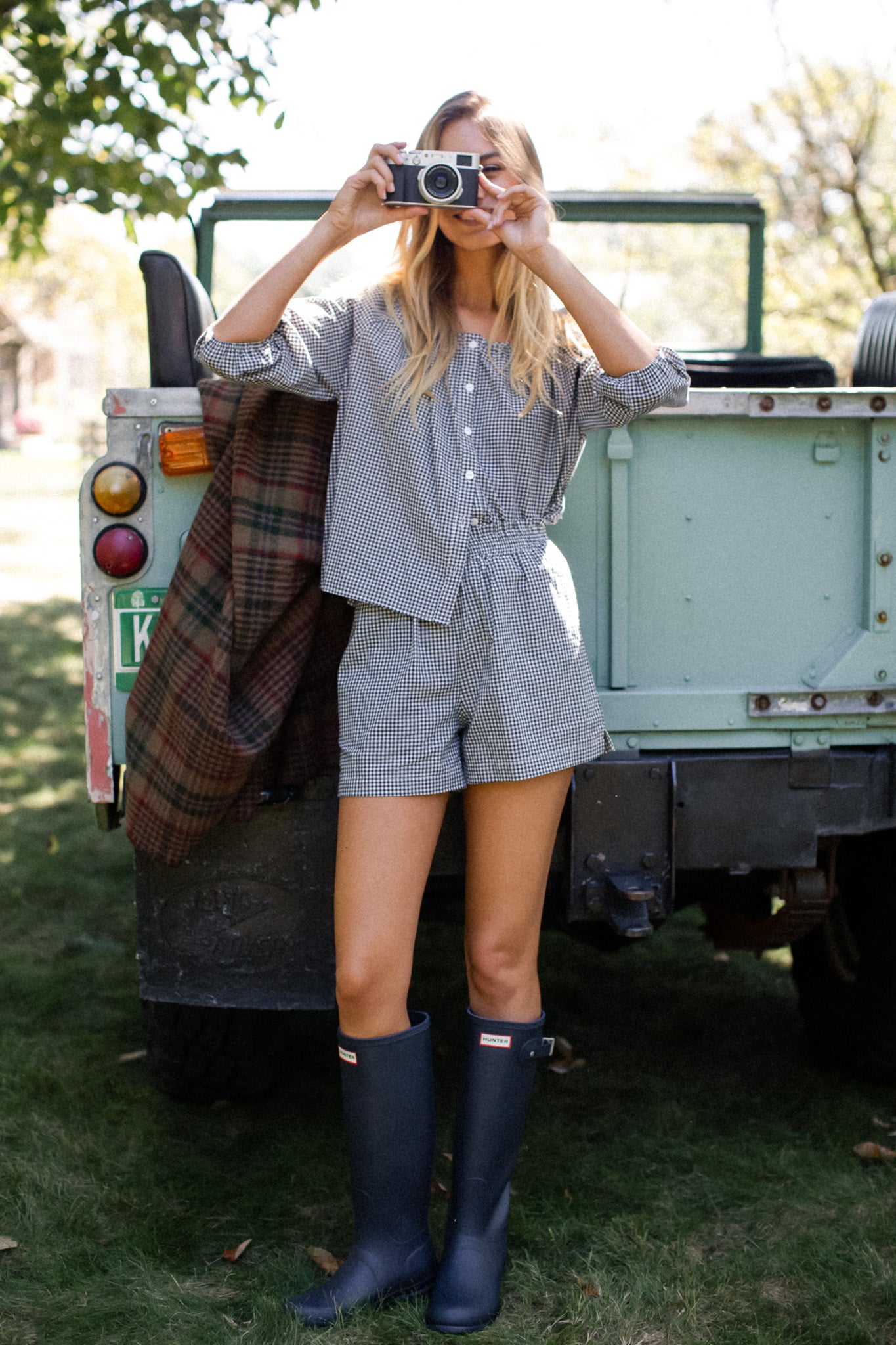 Ava Shorts - Navy Mini Gingham – Marea by Liz Joy