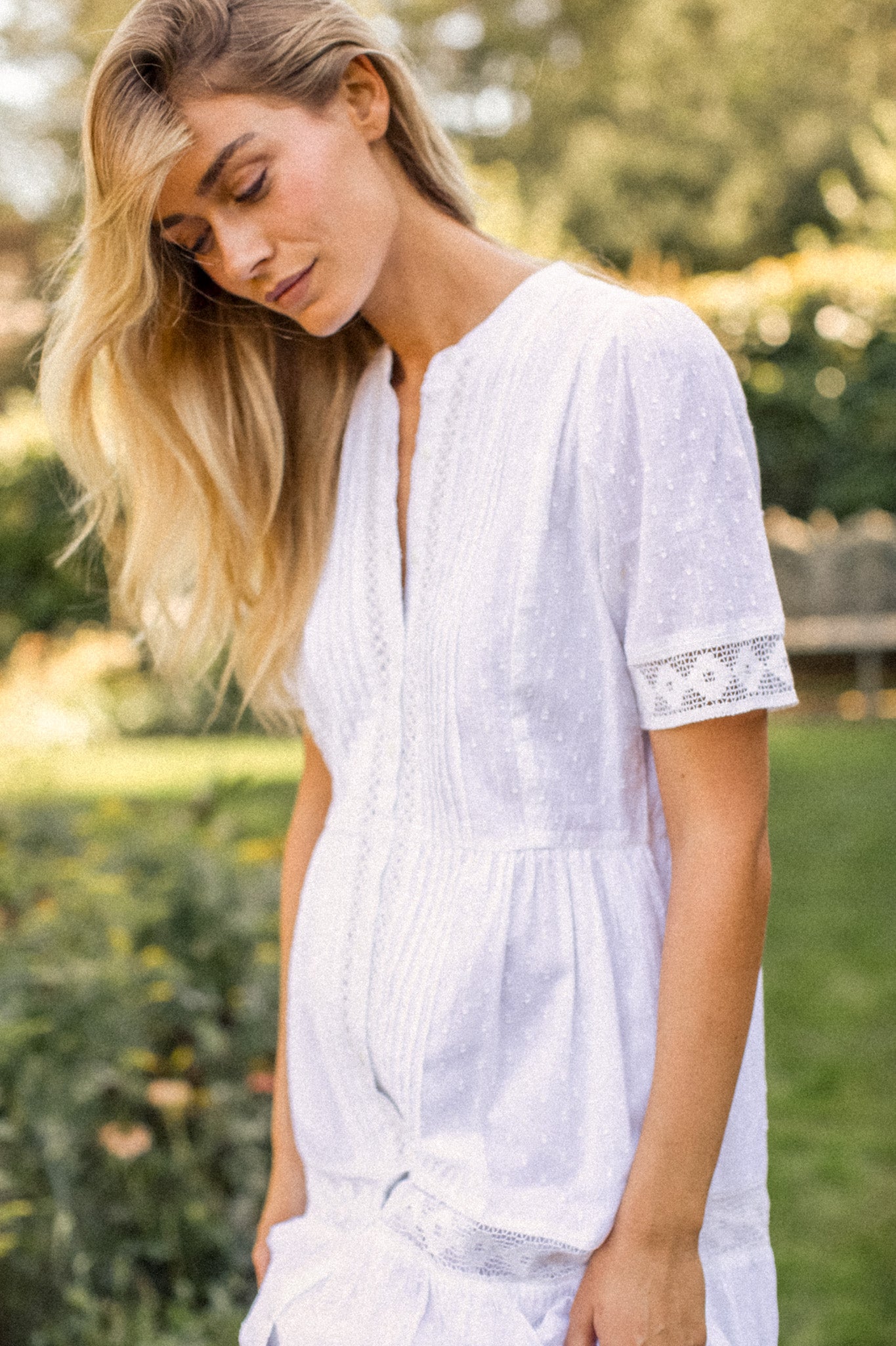 Eve Dress - White Dobby