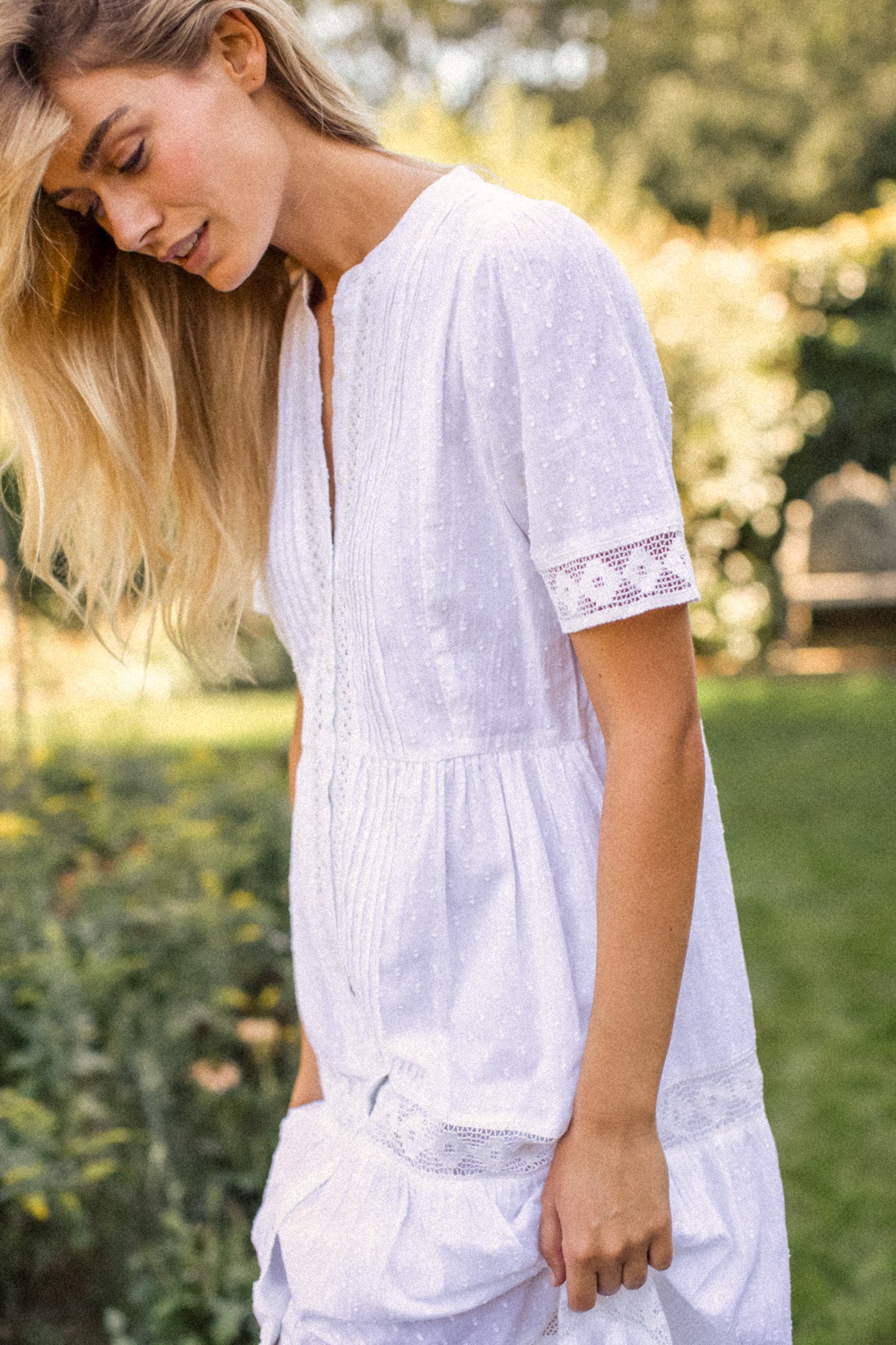 Eve Dress - White Dobby