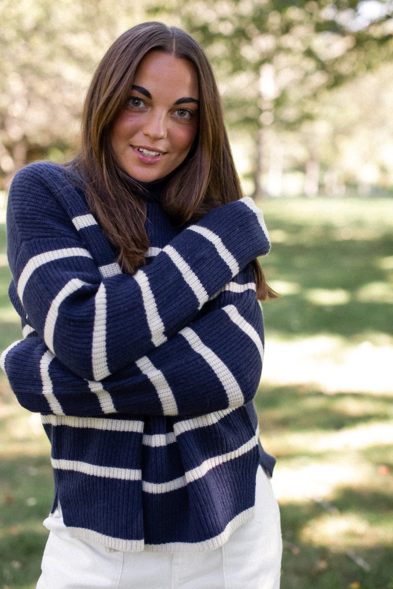 Martine Sweater - Navy/Ivory Stripe