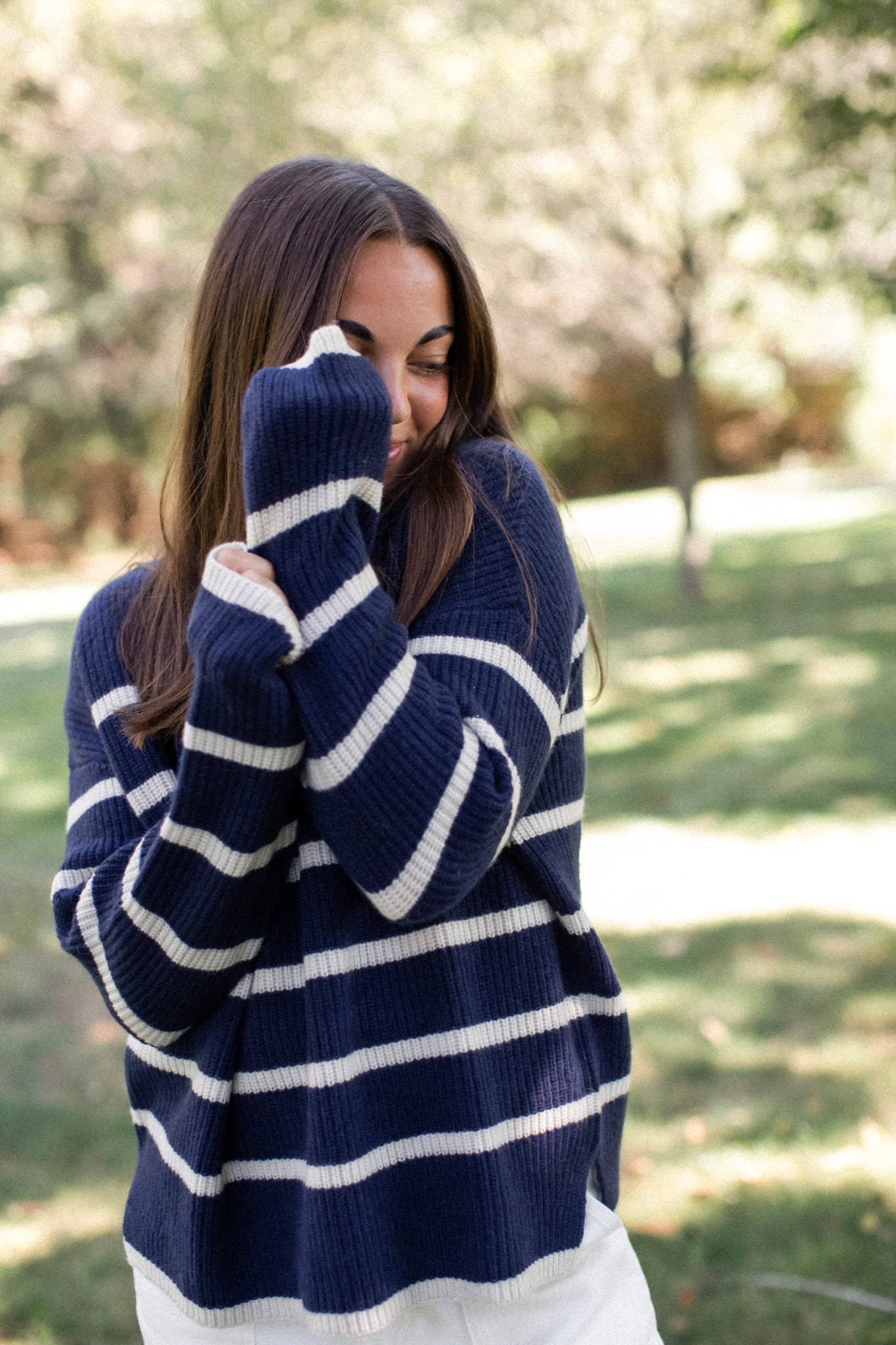 Martine Sweater - Navy/Ivory Stripe