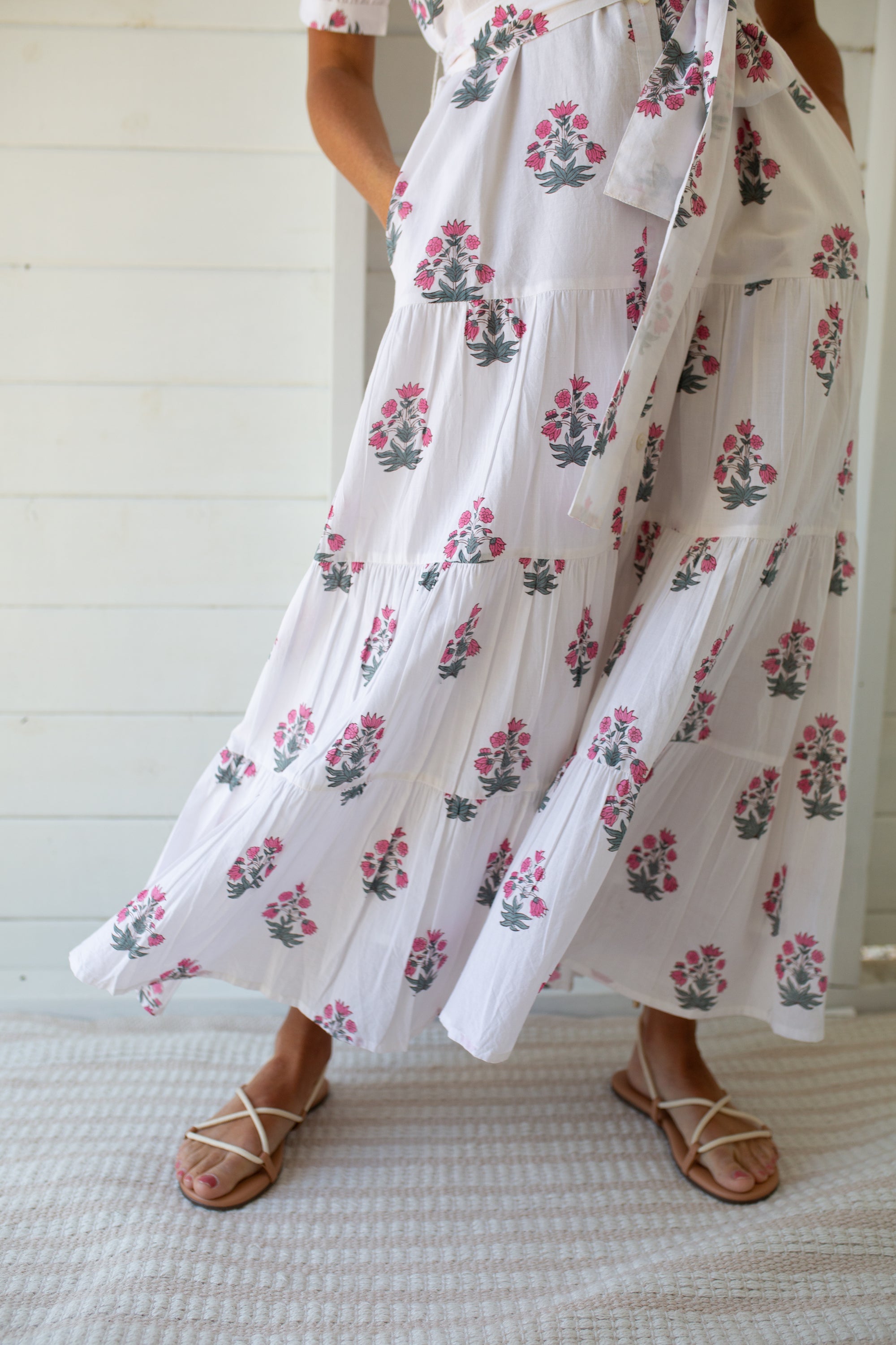 Short Sleeve Maxi Dress - Beach Rose Floral