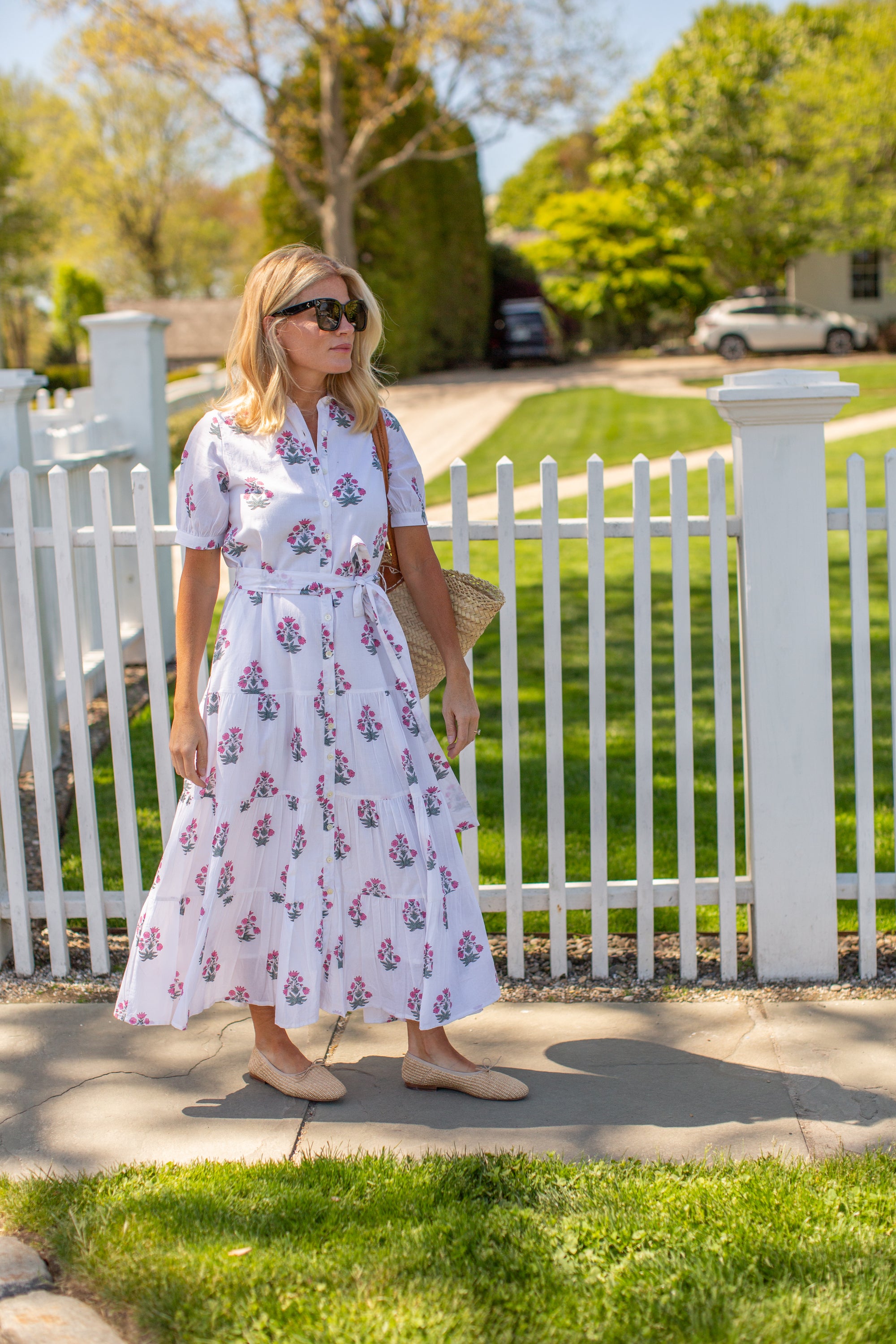 Short Sleeve Maxi Dress - Beach Rose Floral