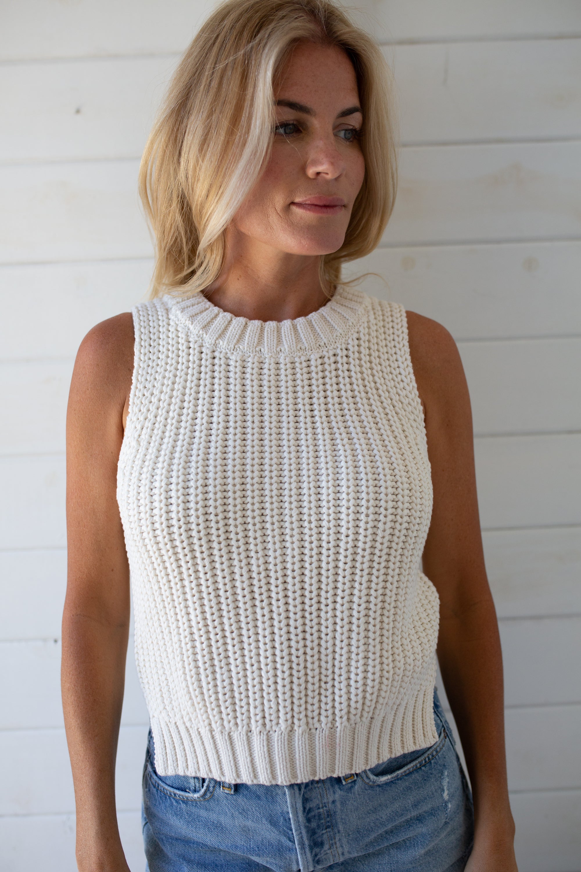 Beach Sweater Tank - Ivory