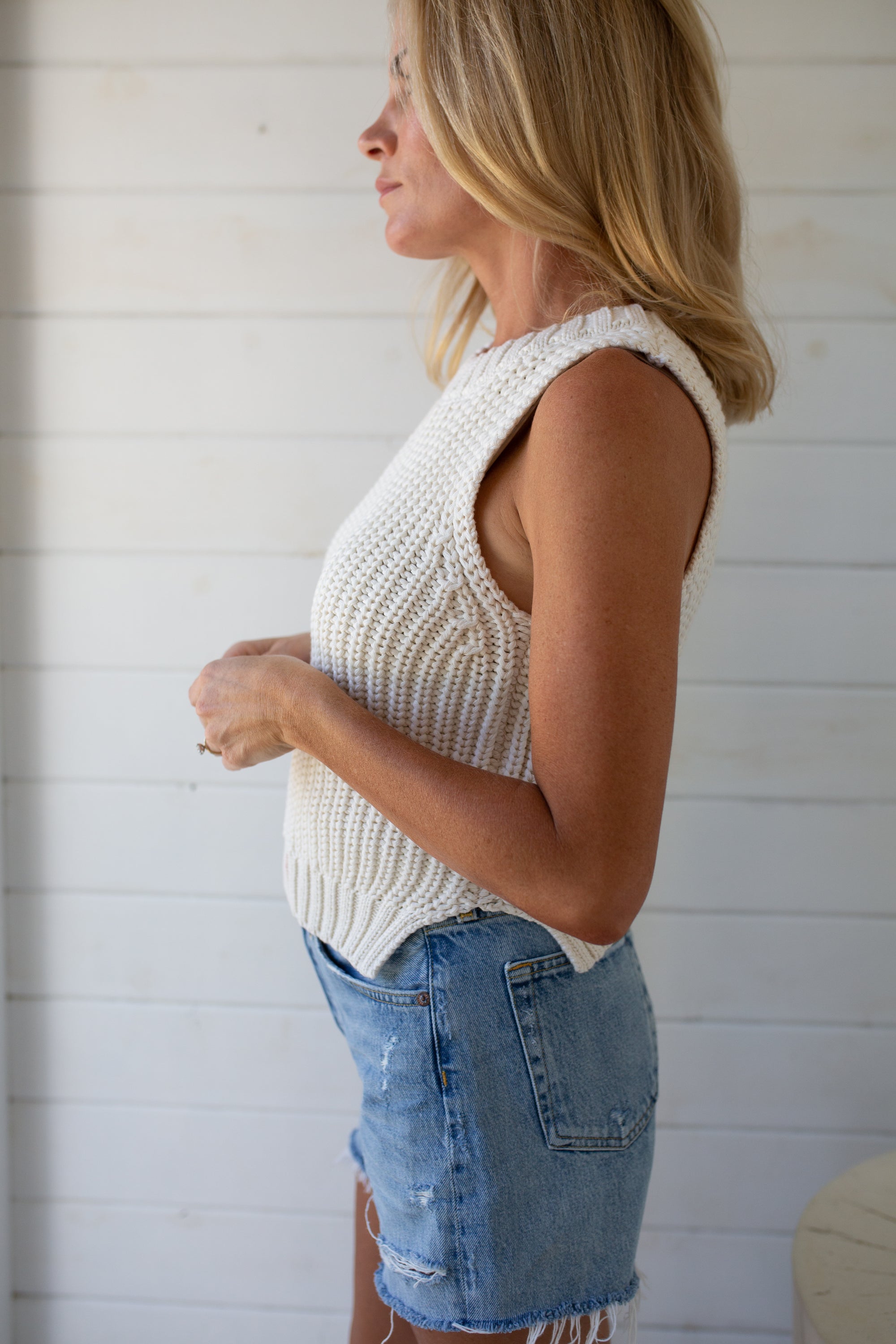 Beach Sweater Tank - Ivory