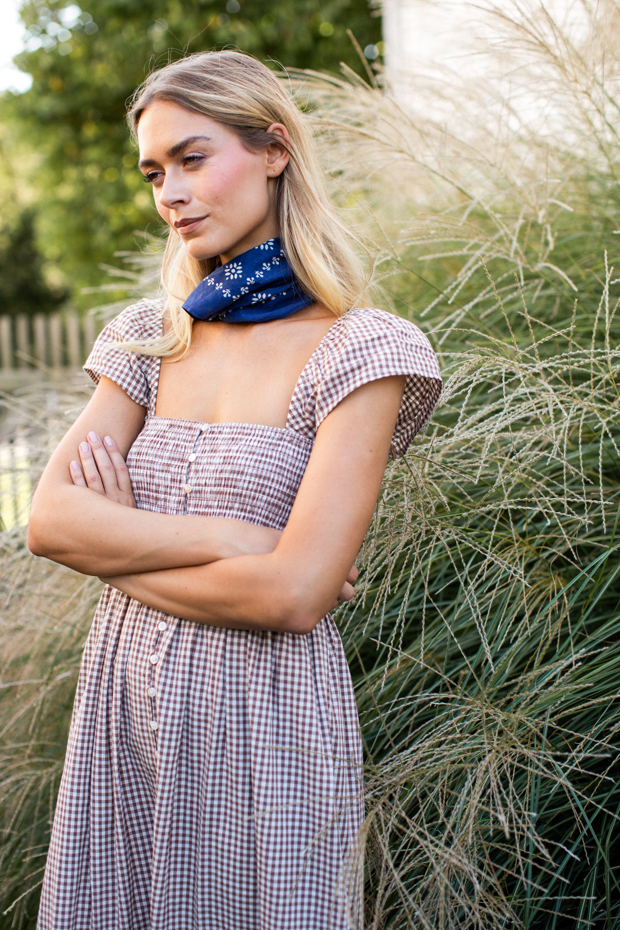 Celine Dress - Mocha Mini Gingham