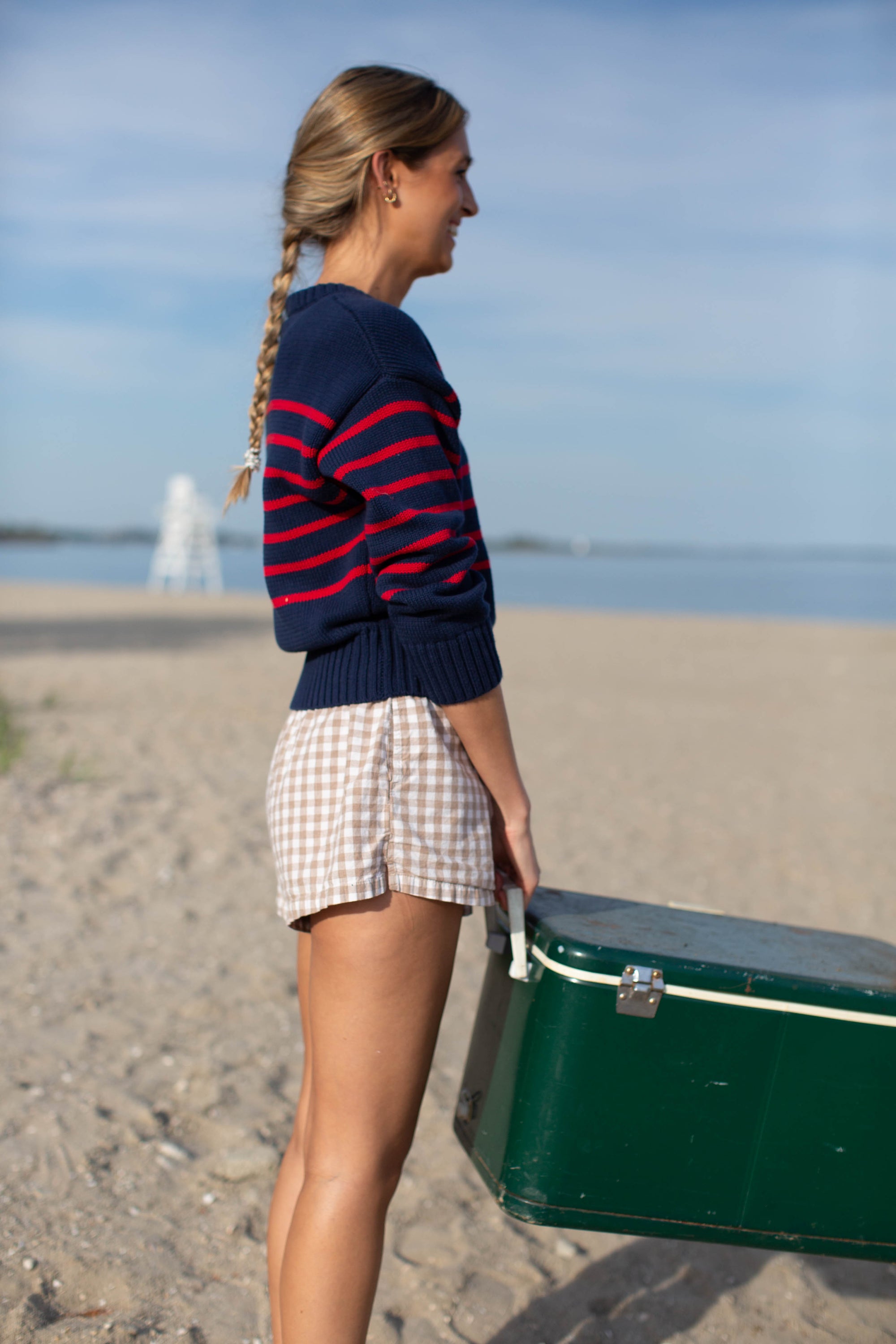 Lake Sweater - Navy/Red Stripe